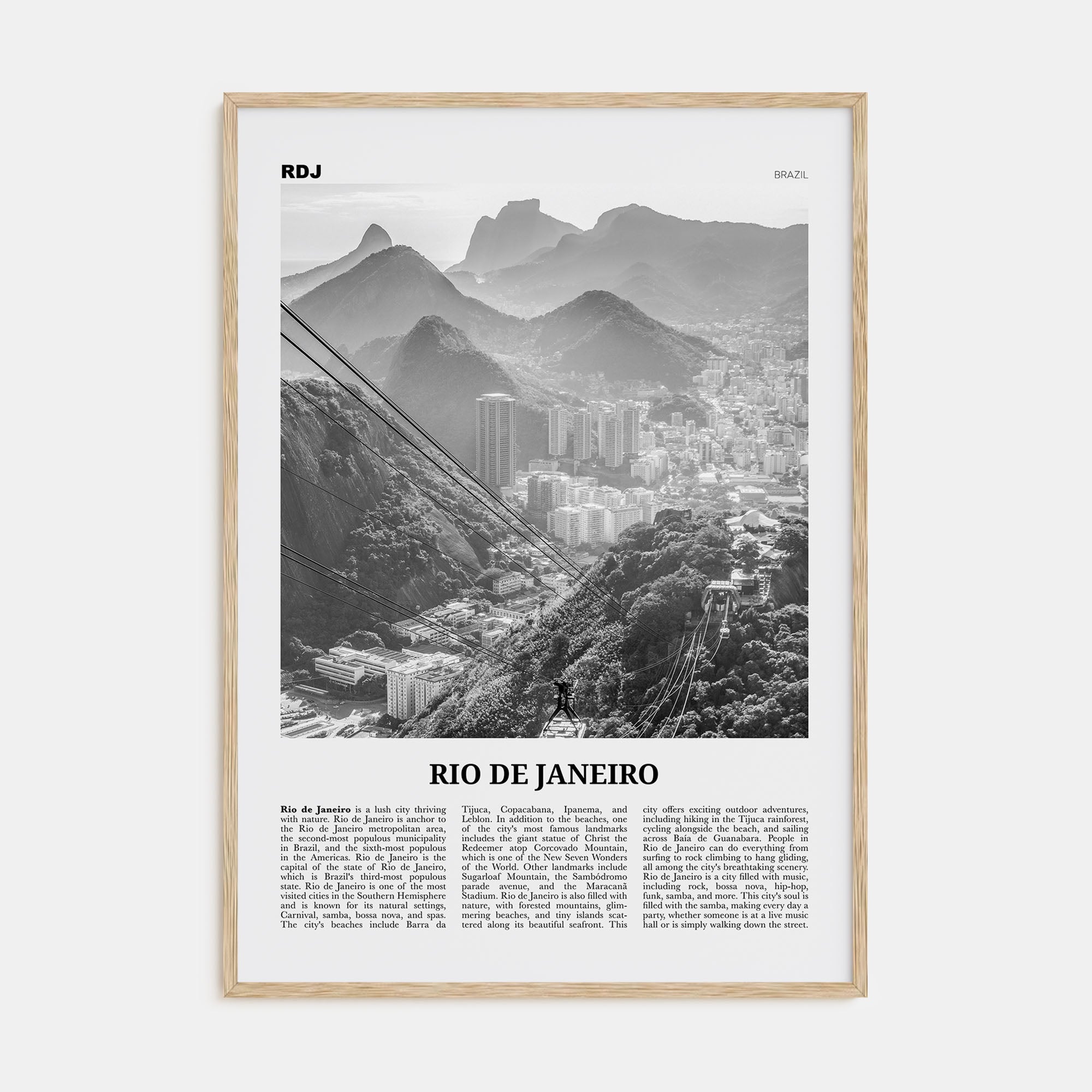 Rio de Janeiro Travel B&W No 3 Poster