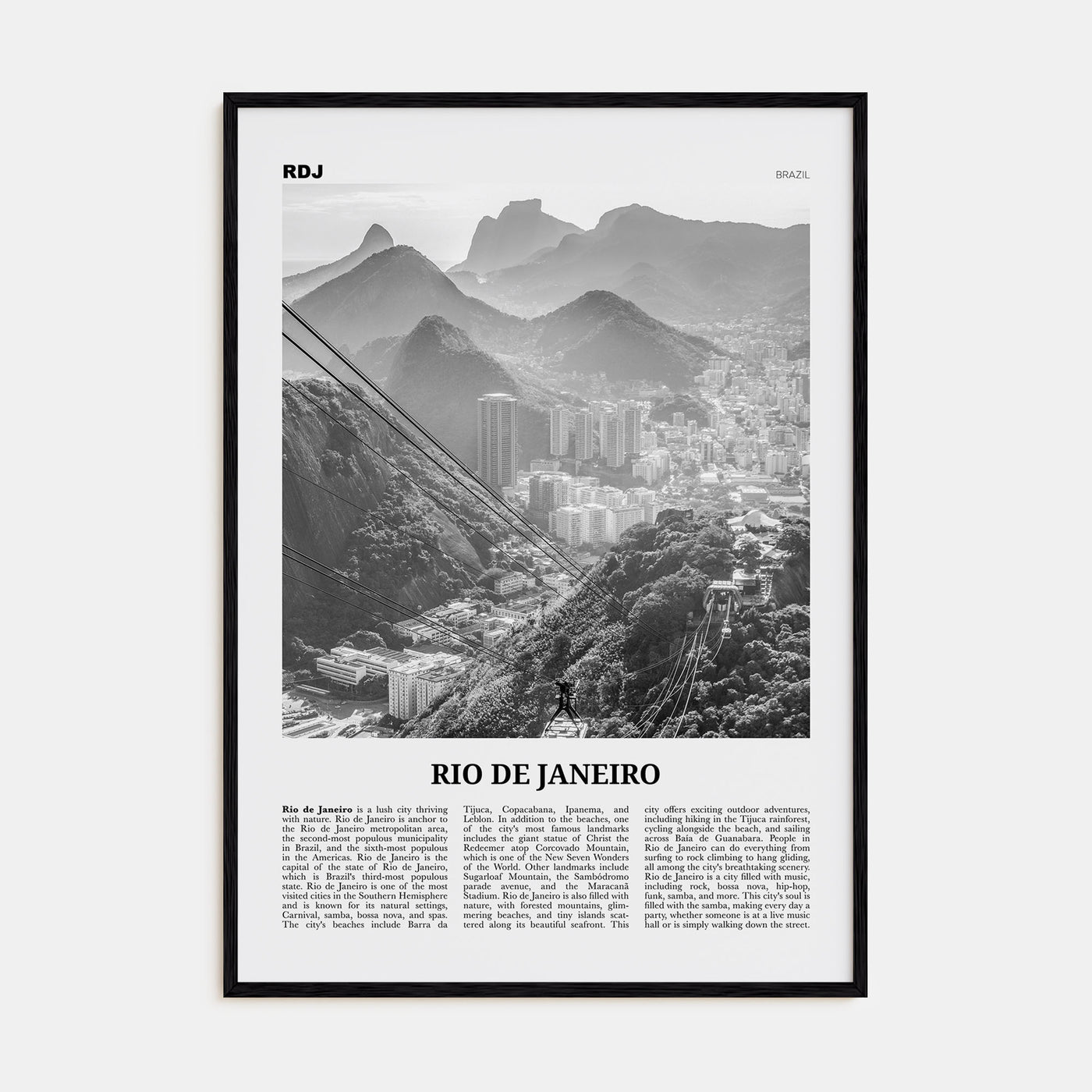 Rio de Janeiro Travel B&W No 3 Poster