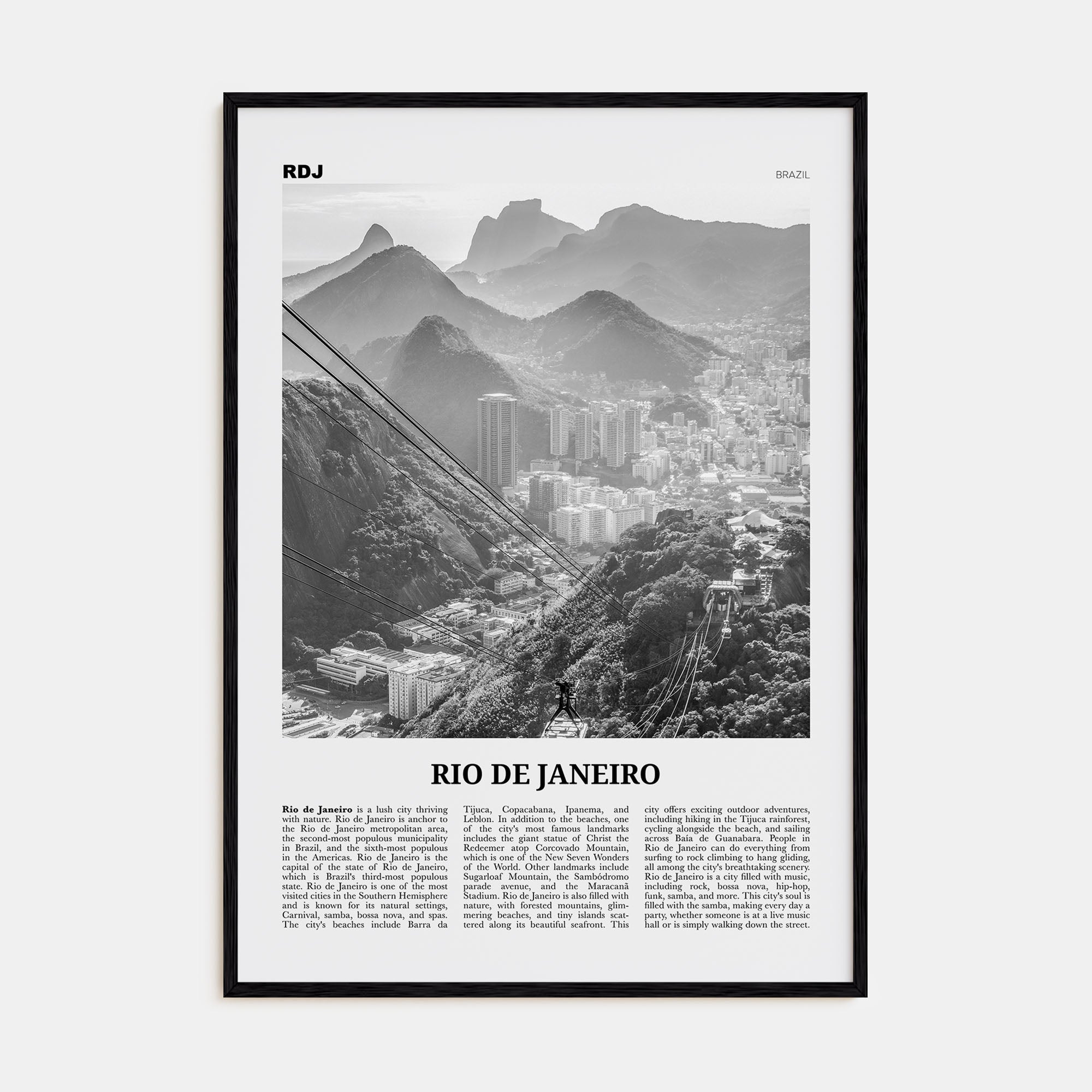 Rio de Janeiro Travel B&W No 3 Poster
