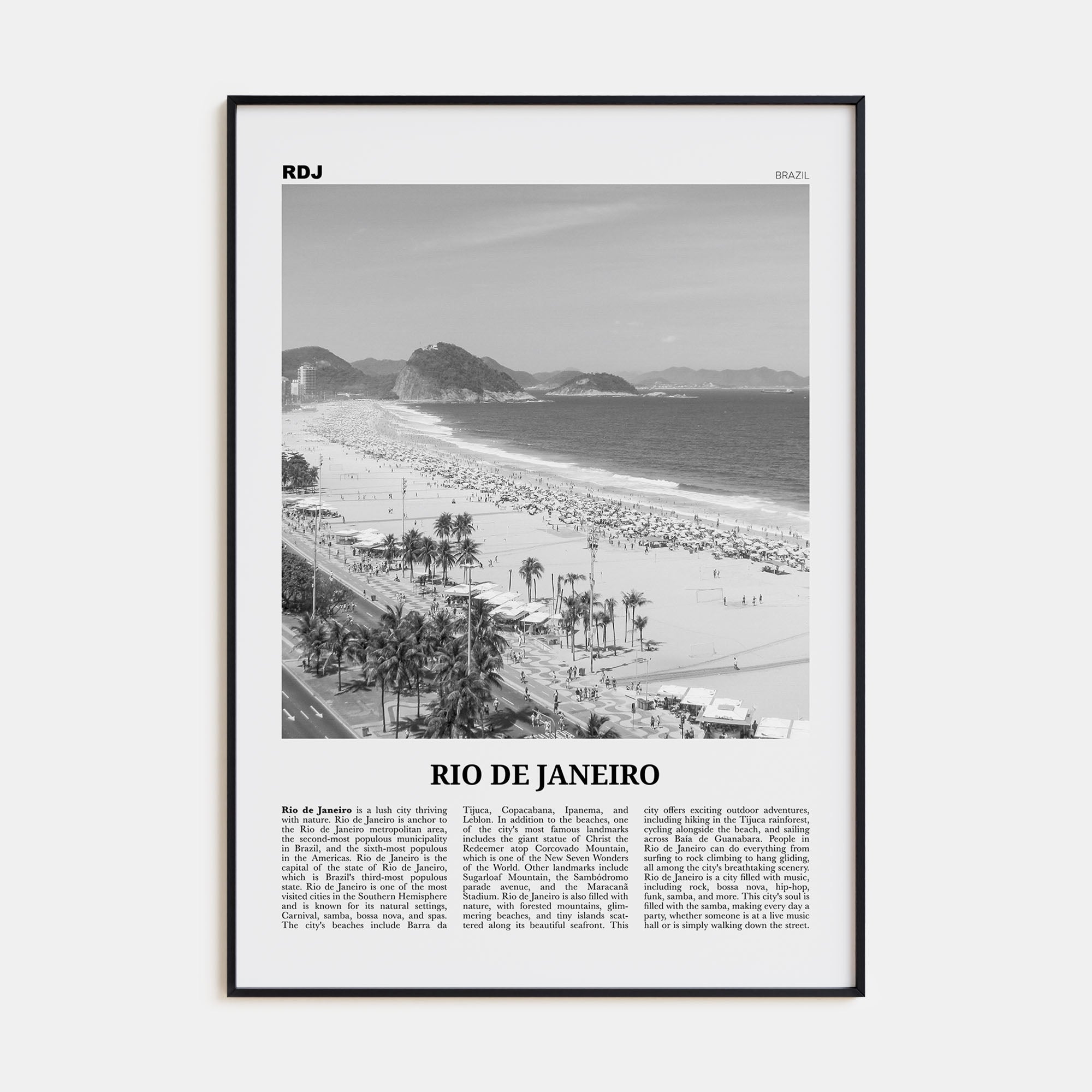 Rio de Janeiro Travel B&W No 4 Poster