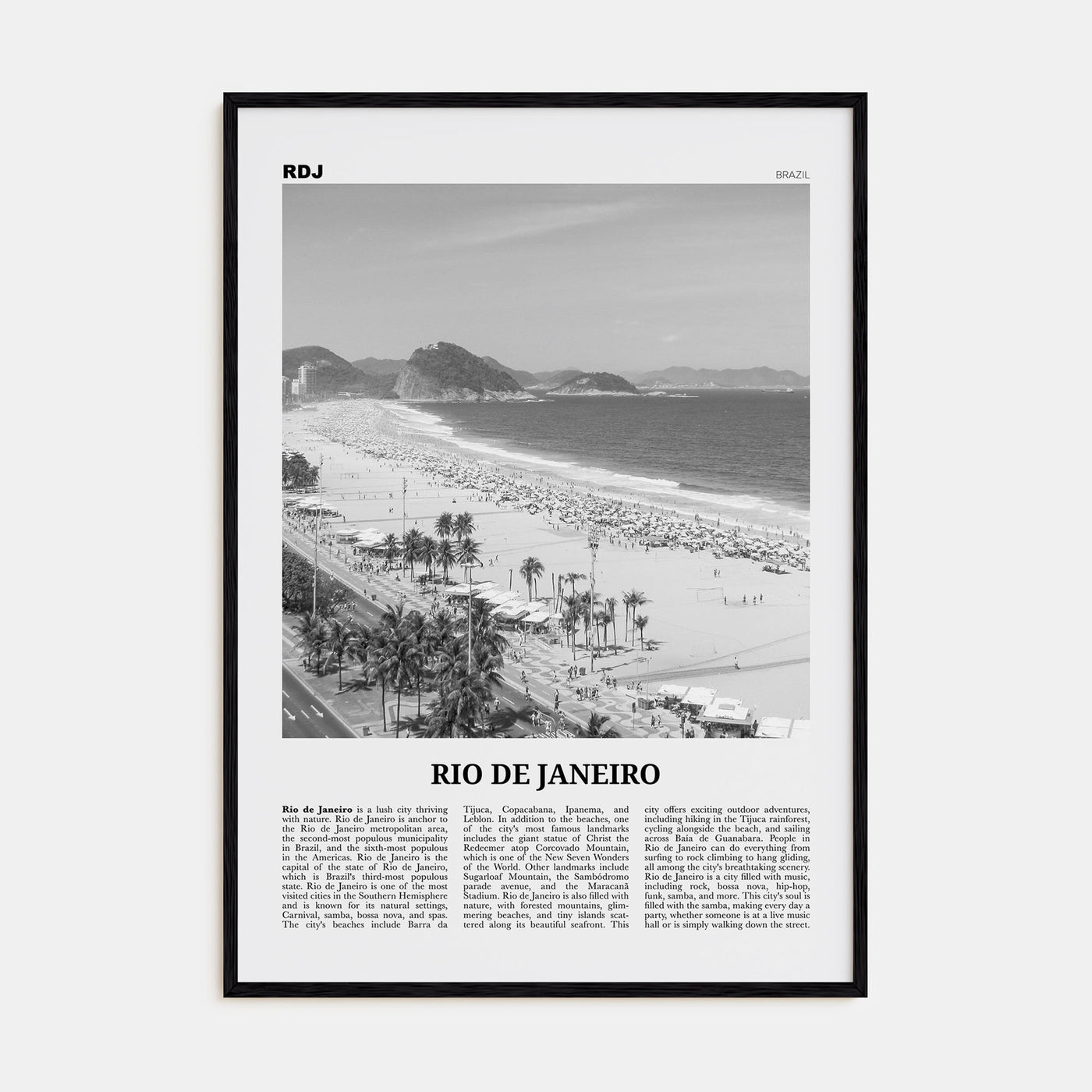 Rio de Janeiro Travel B&W No 4 Poster