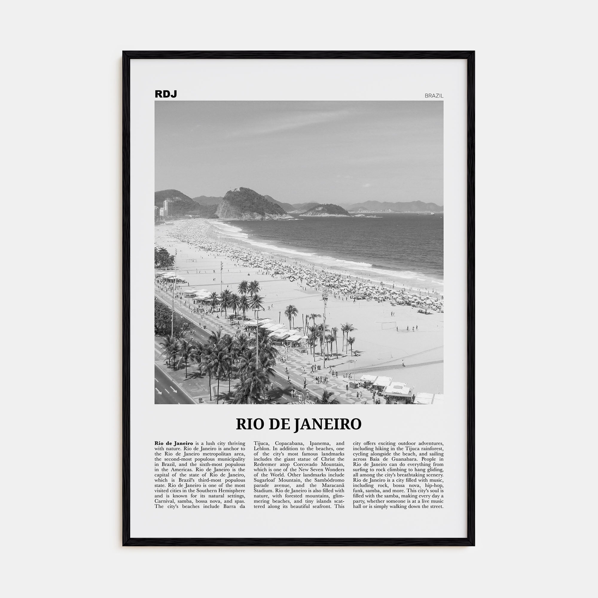 Rio de Janeiro Travel B&W No 4 Poster