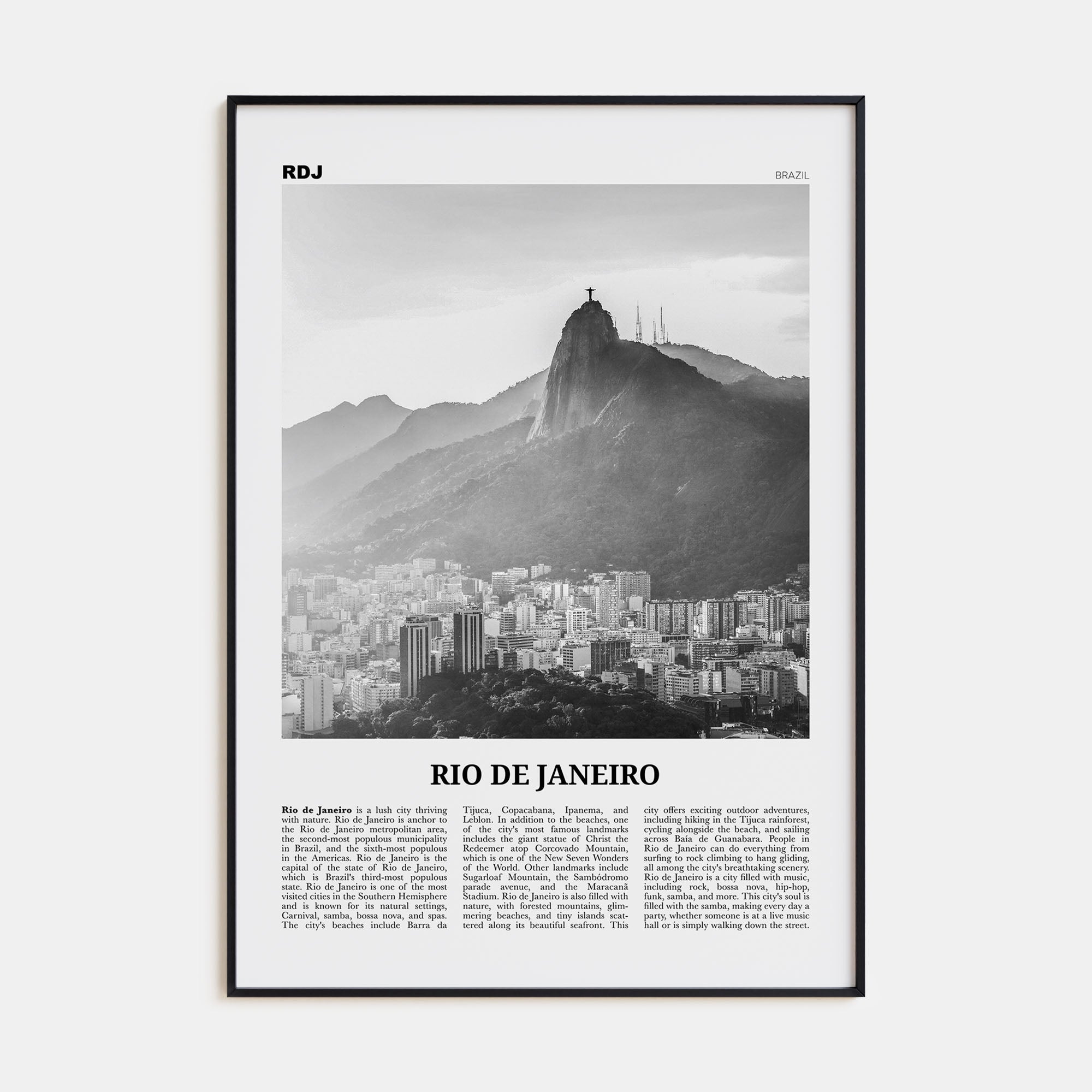Rio de Janeiro Travel B&W No 5 Poster