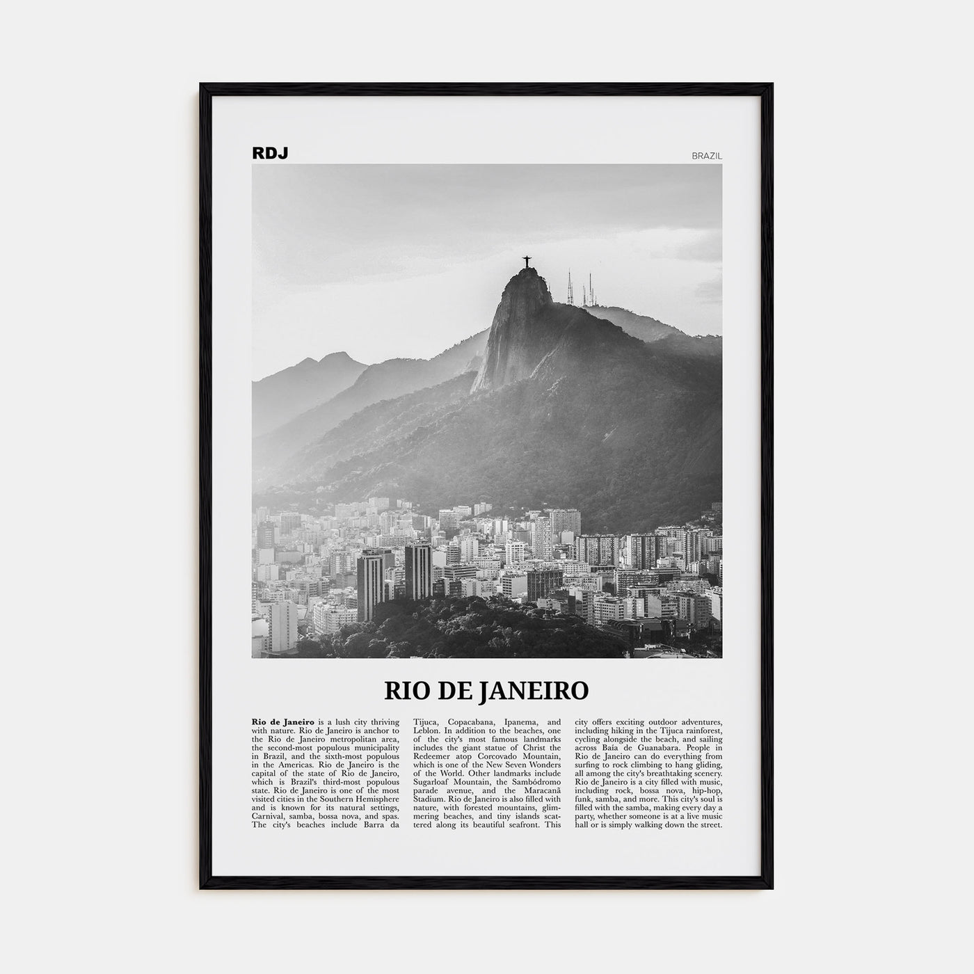 Rio de Janeiro Travel B&W No 5 Poster