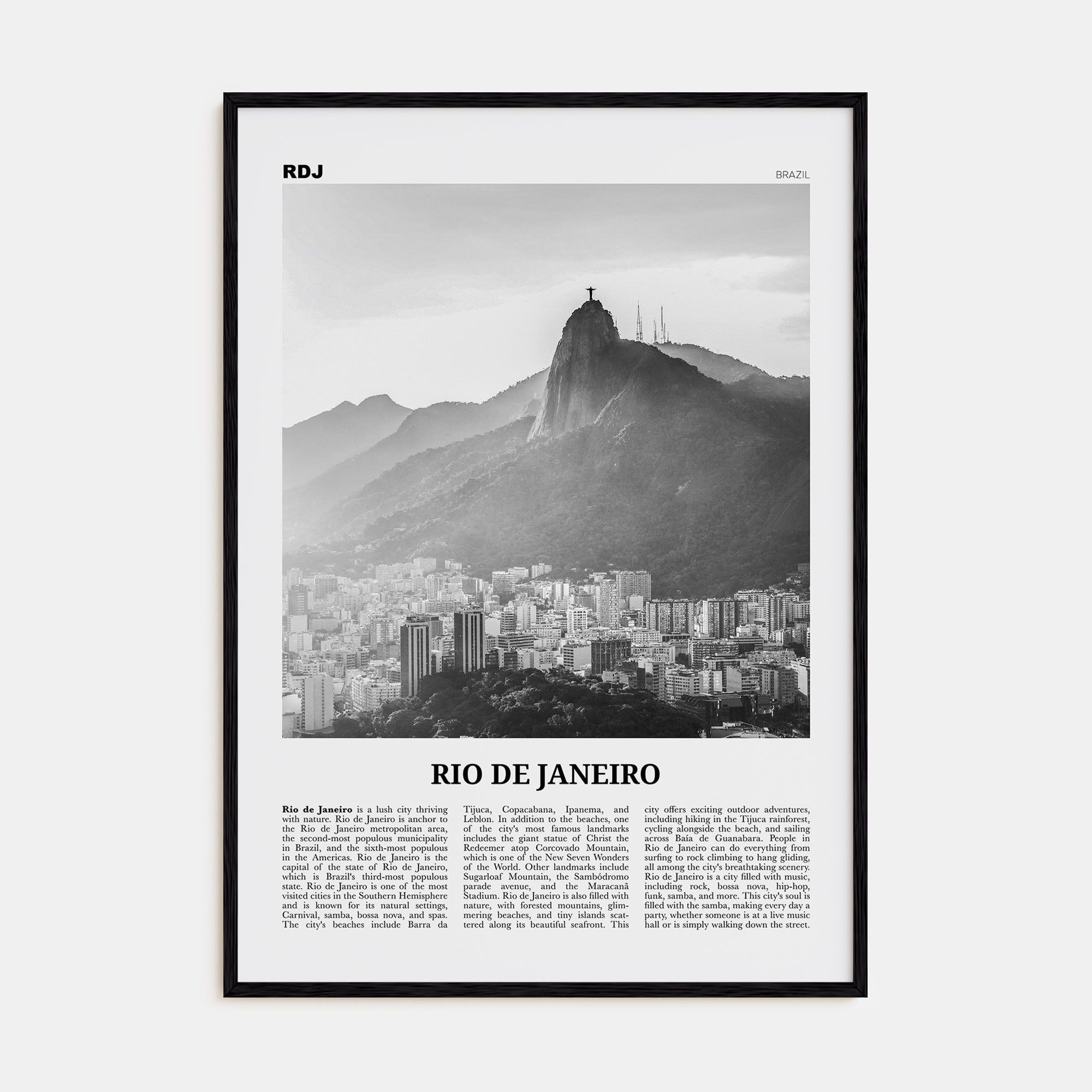 Rio de Janeiro Travel B&W No 5 Poster