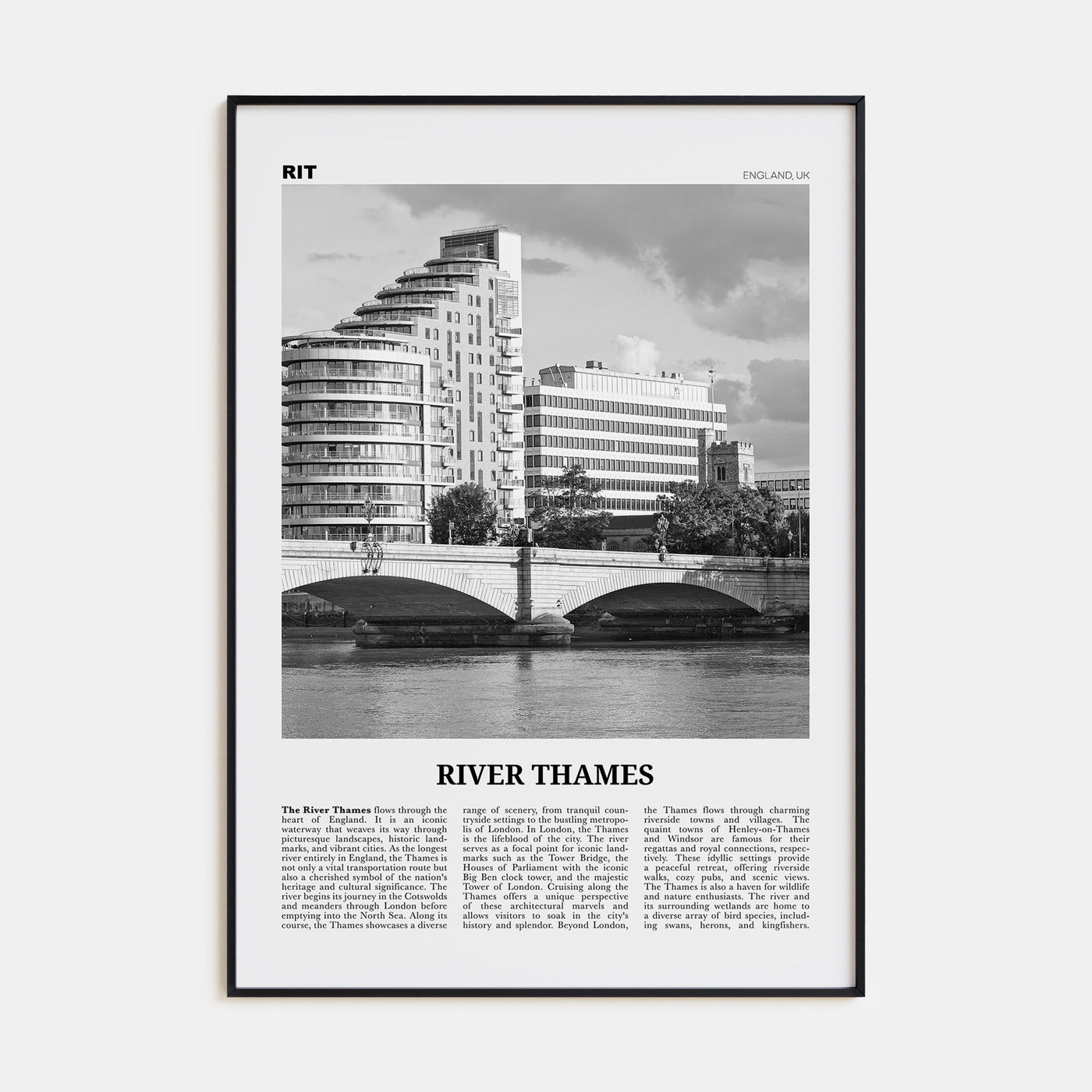 River Thames Travel B&W Poster