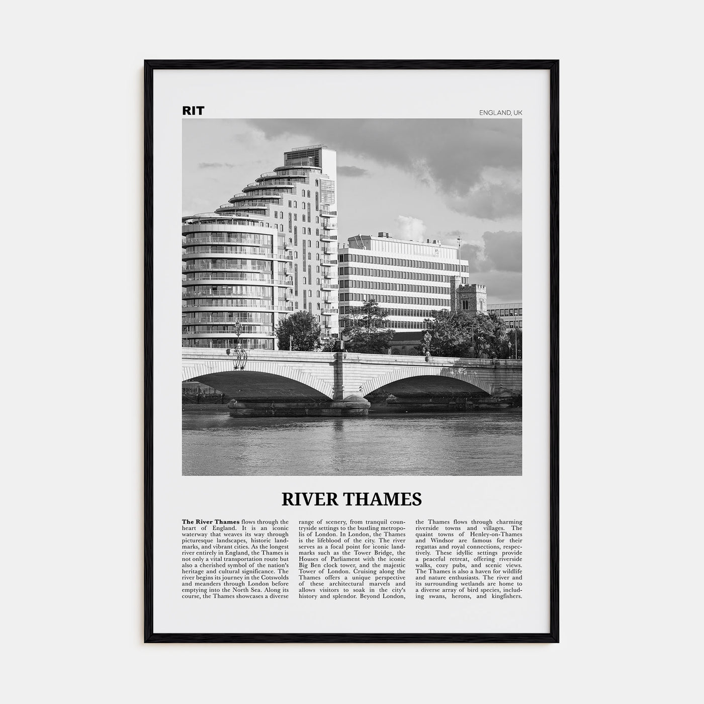 River Thames Travel B&W Poster