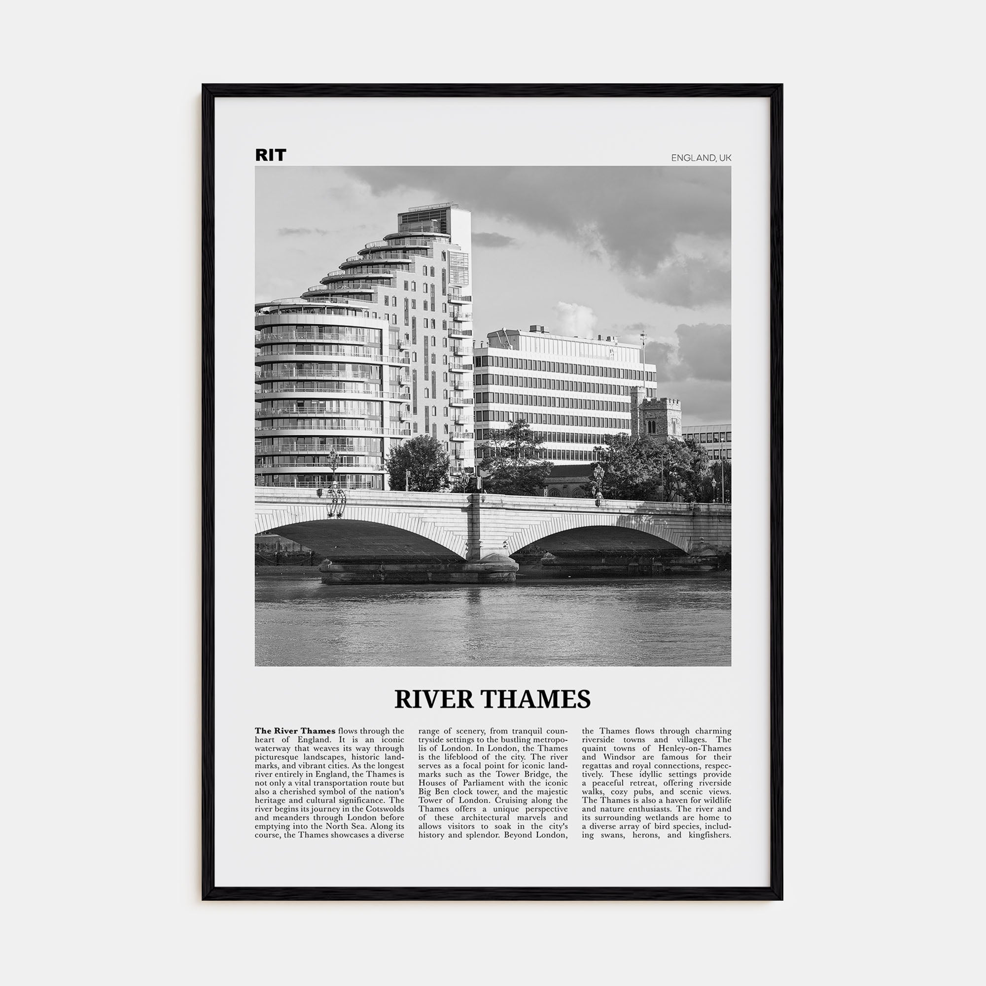 River Thames Travel B&W Poster