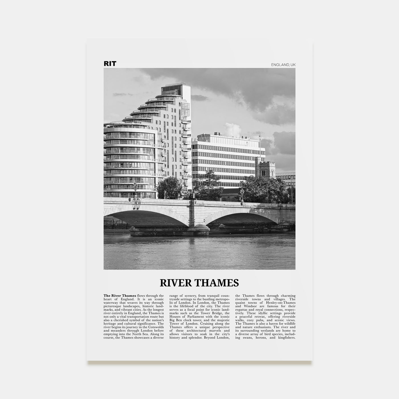 River Thames Travel B&W Poster