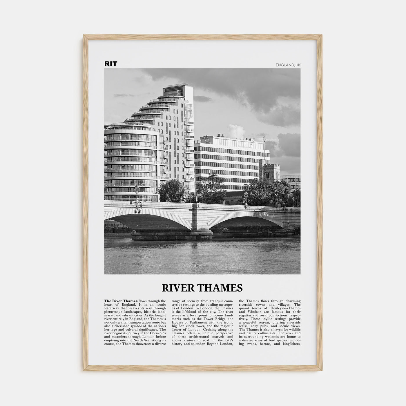 River Thames Travel B&W Poster