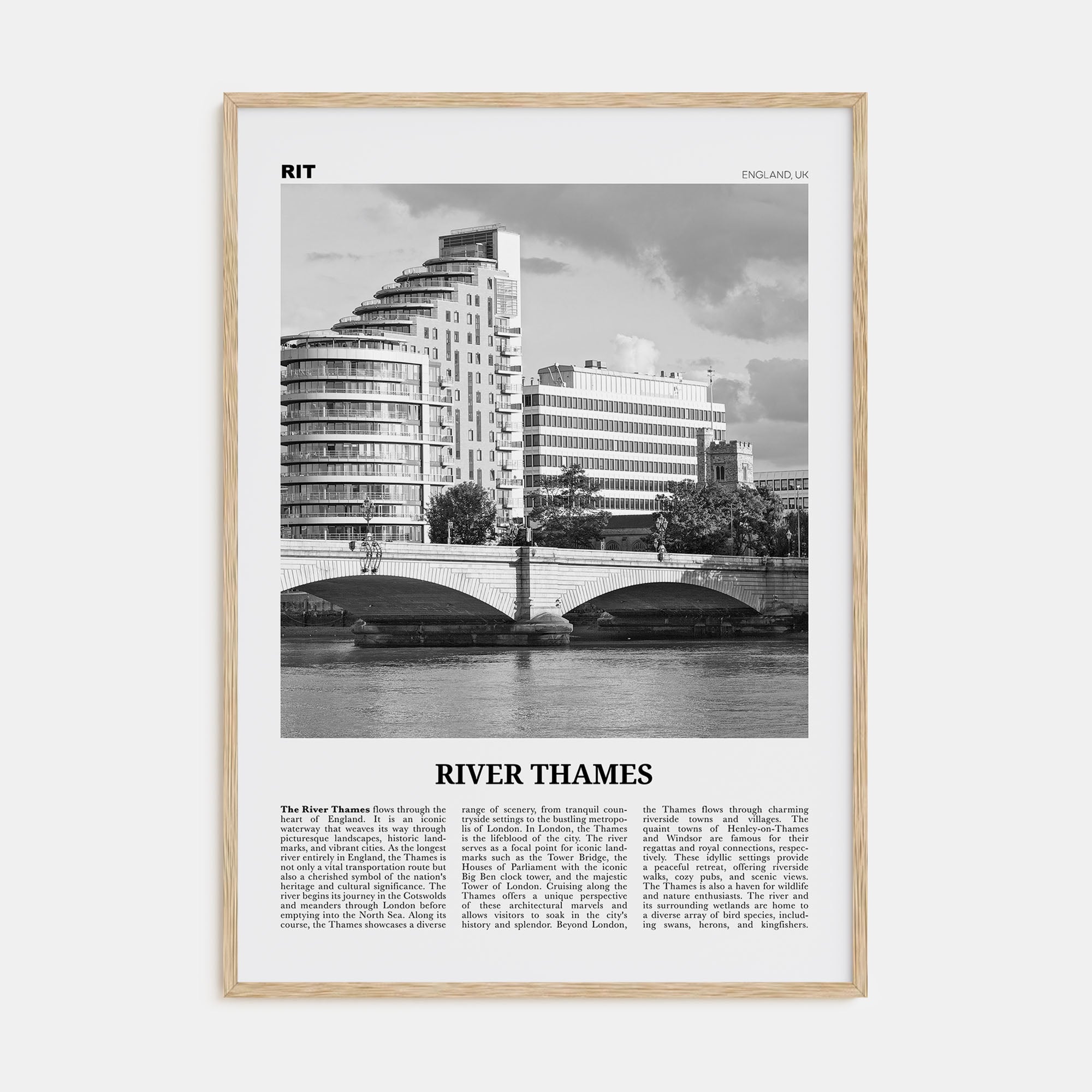 River Thames Travel B&W Poster