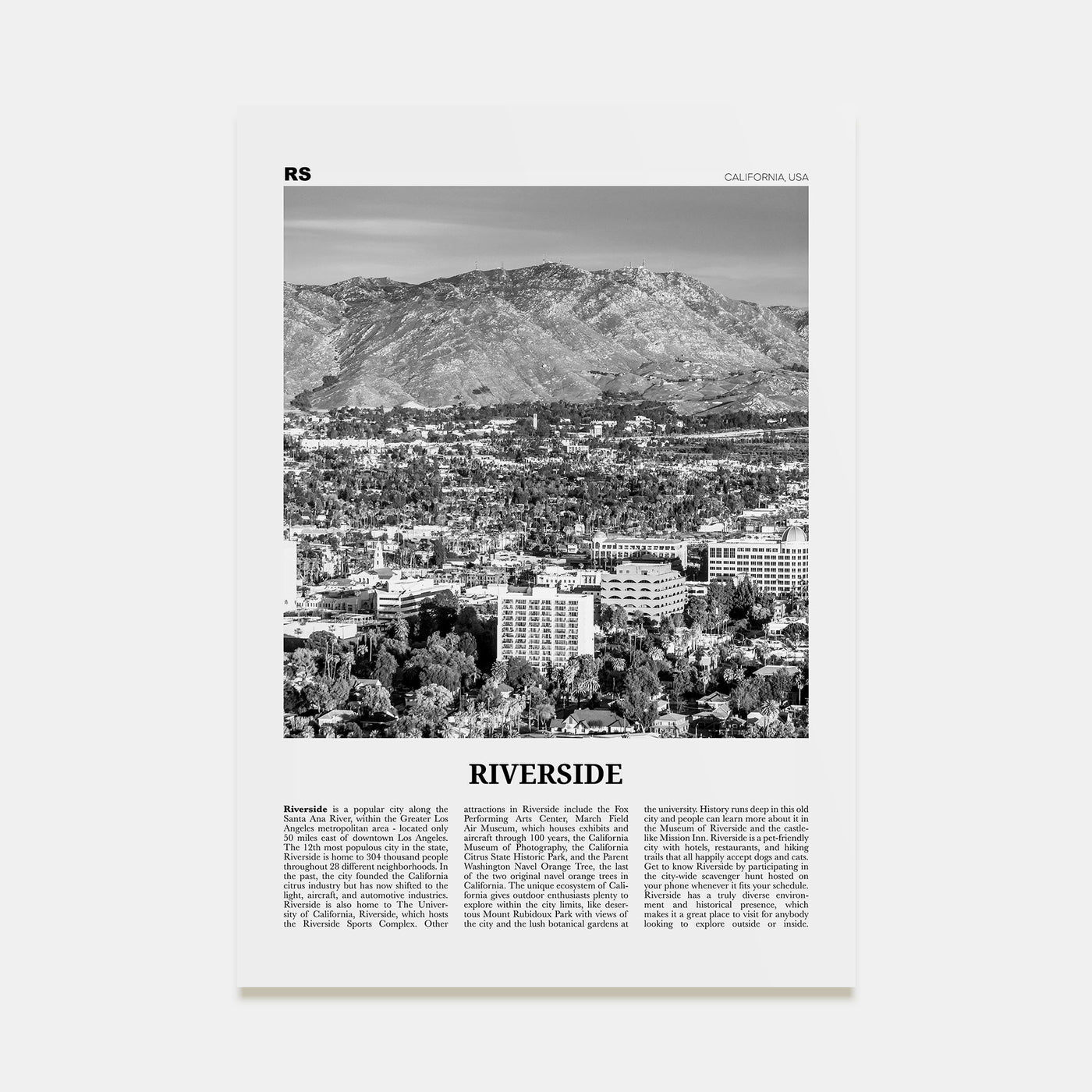 Riverside Travel B&W Poster