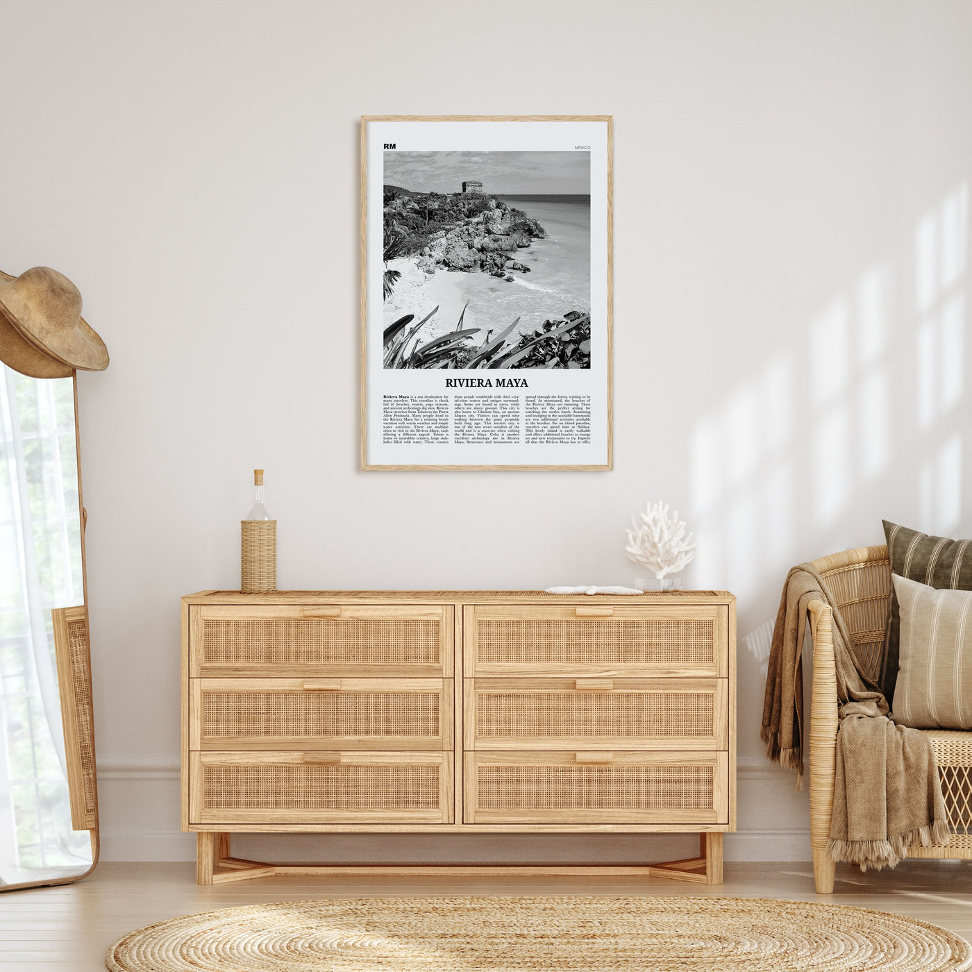 Riviera Maya Travel B&W Poster