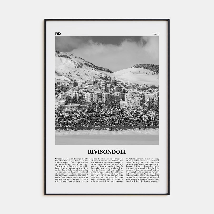 Rivisondoli Travel B&W Poster