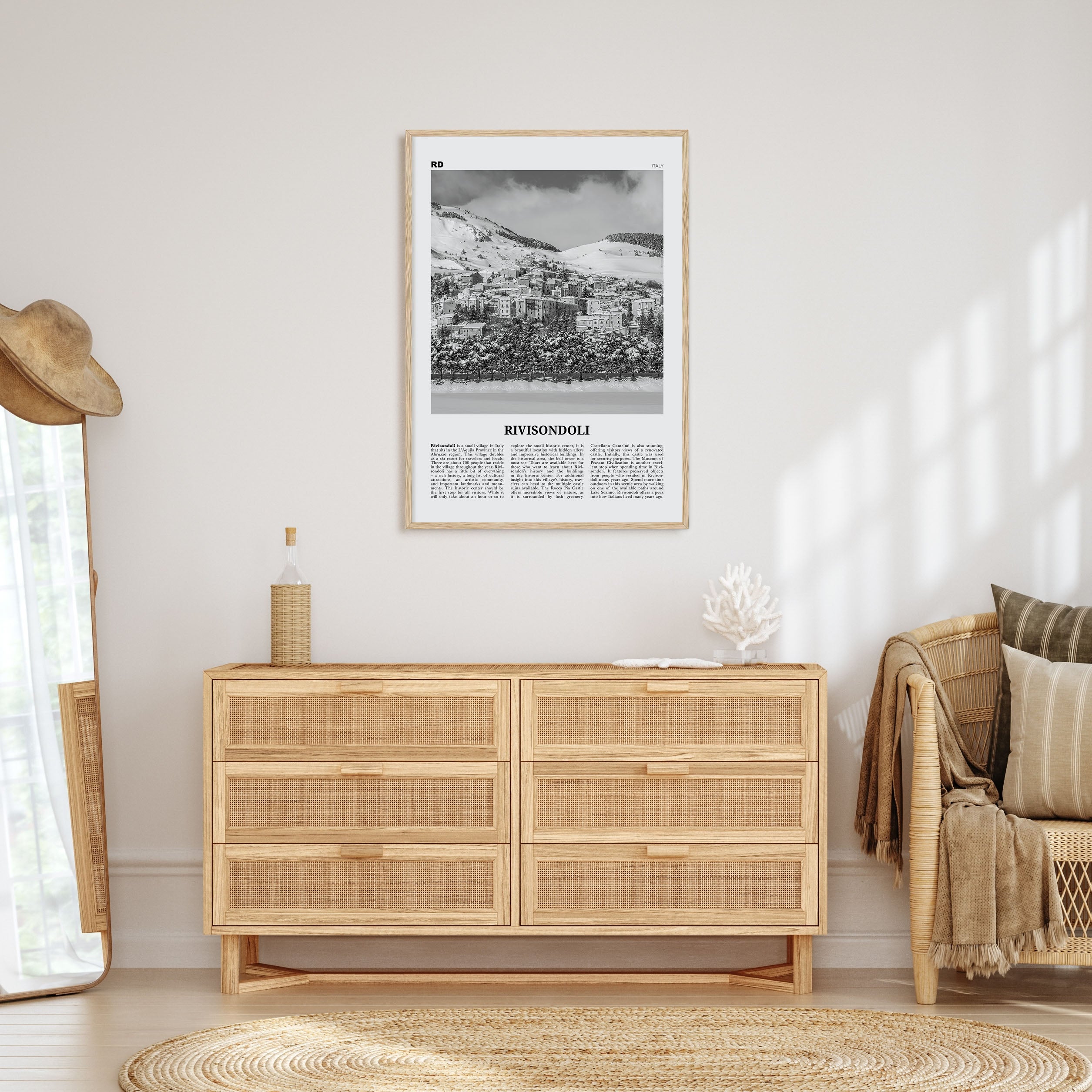 Rivisondoli Travel B&W Poster