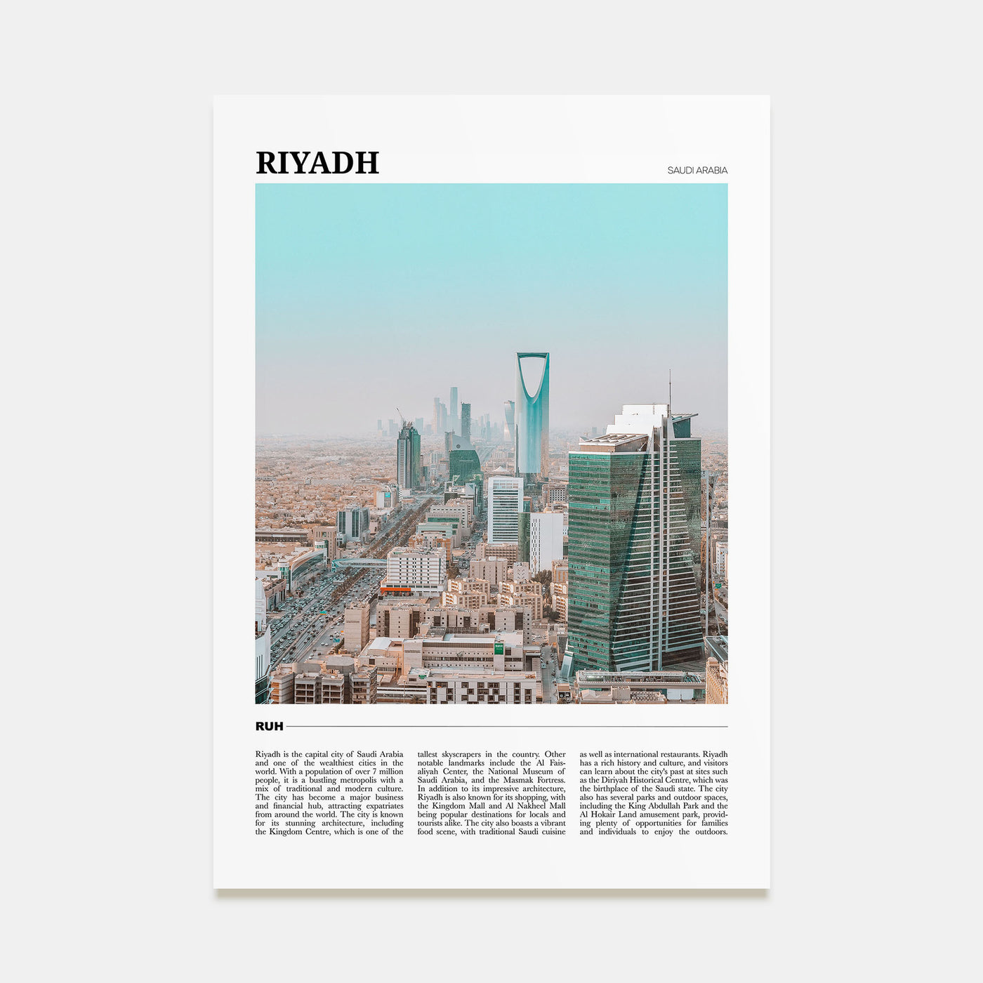 Riyadh Travel Color Poster