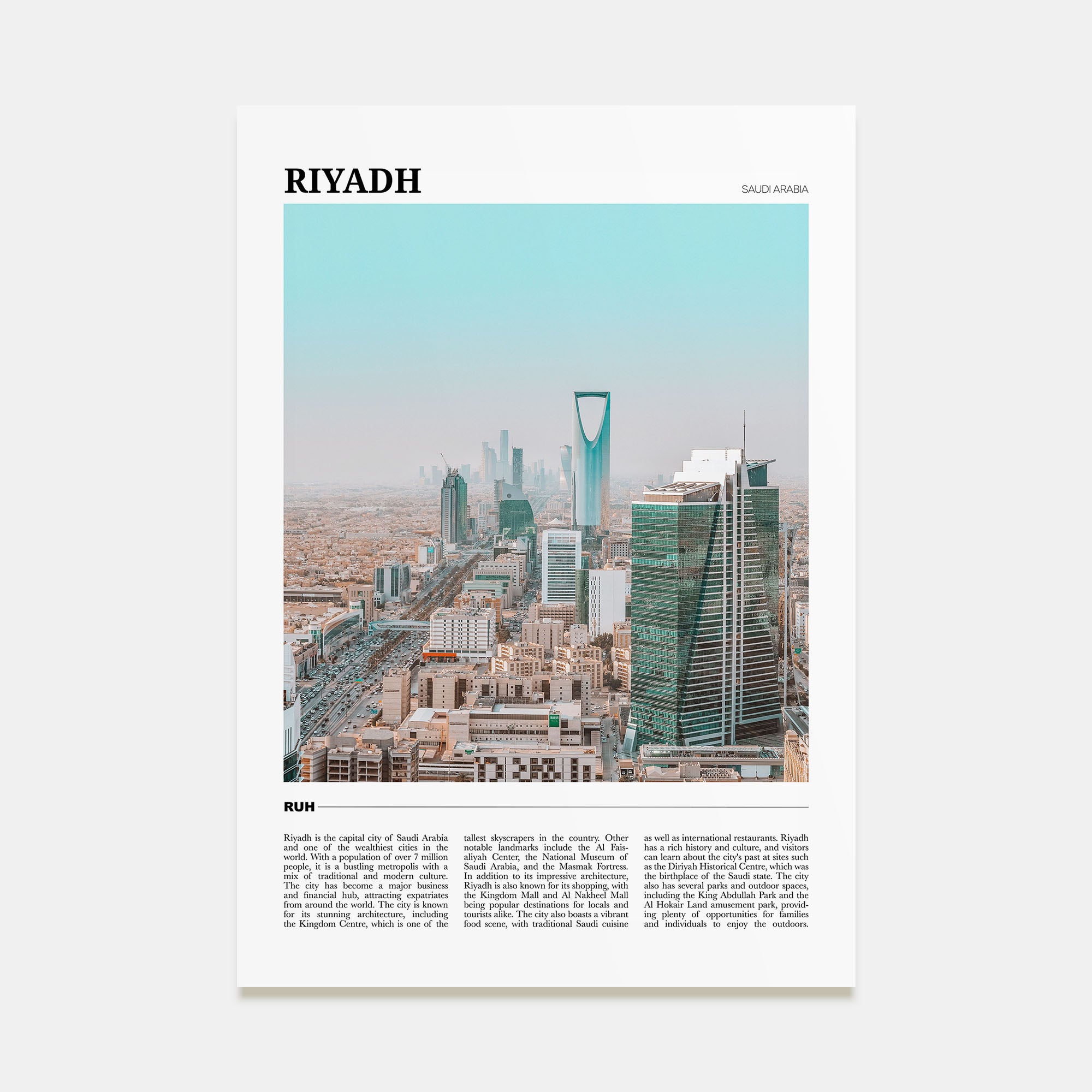 Riyadh Travel Color Poster
