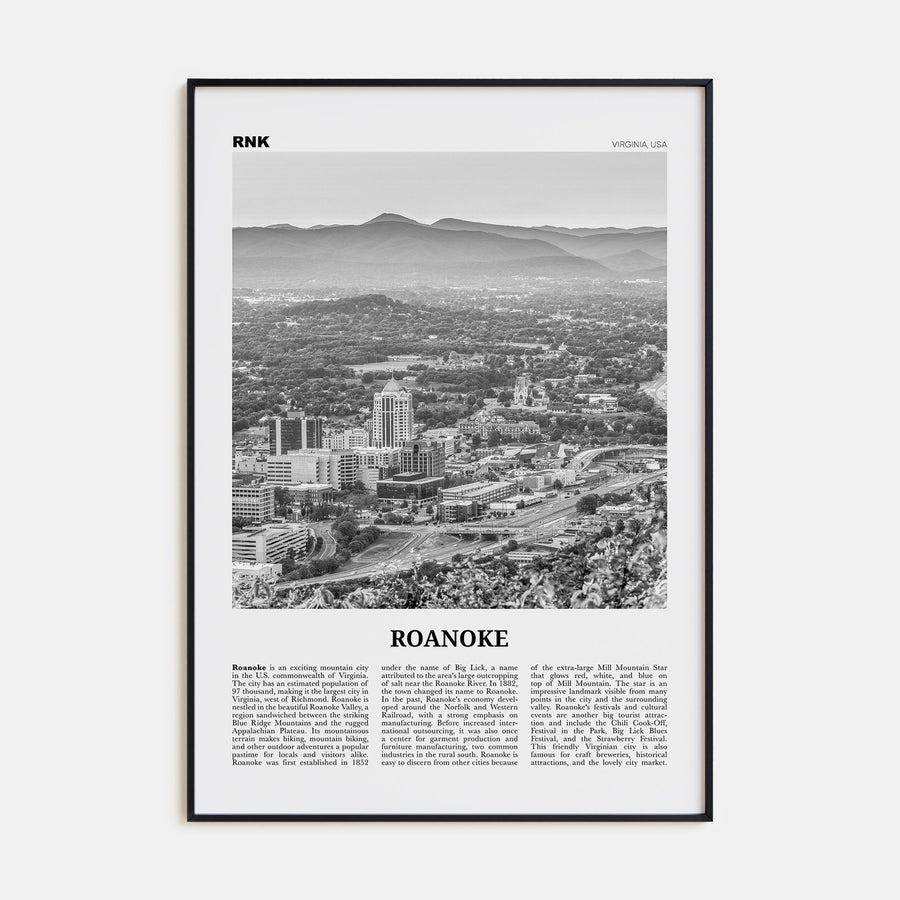 Roanoke Travel B&W No 1 Poster