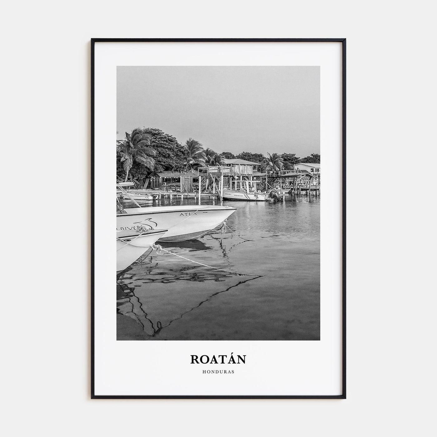 Roatán Portrait B&W Poster