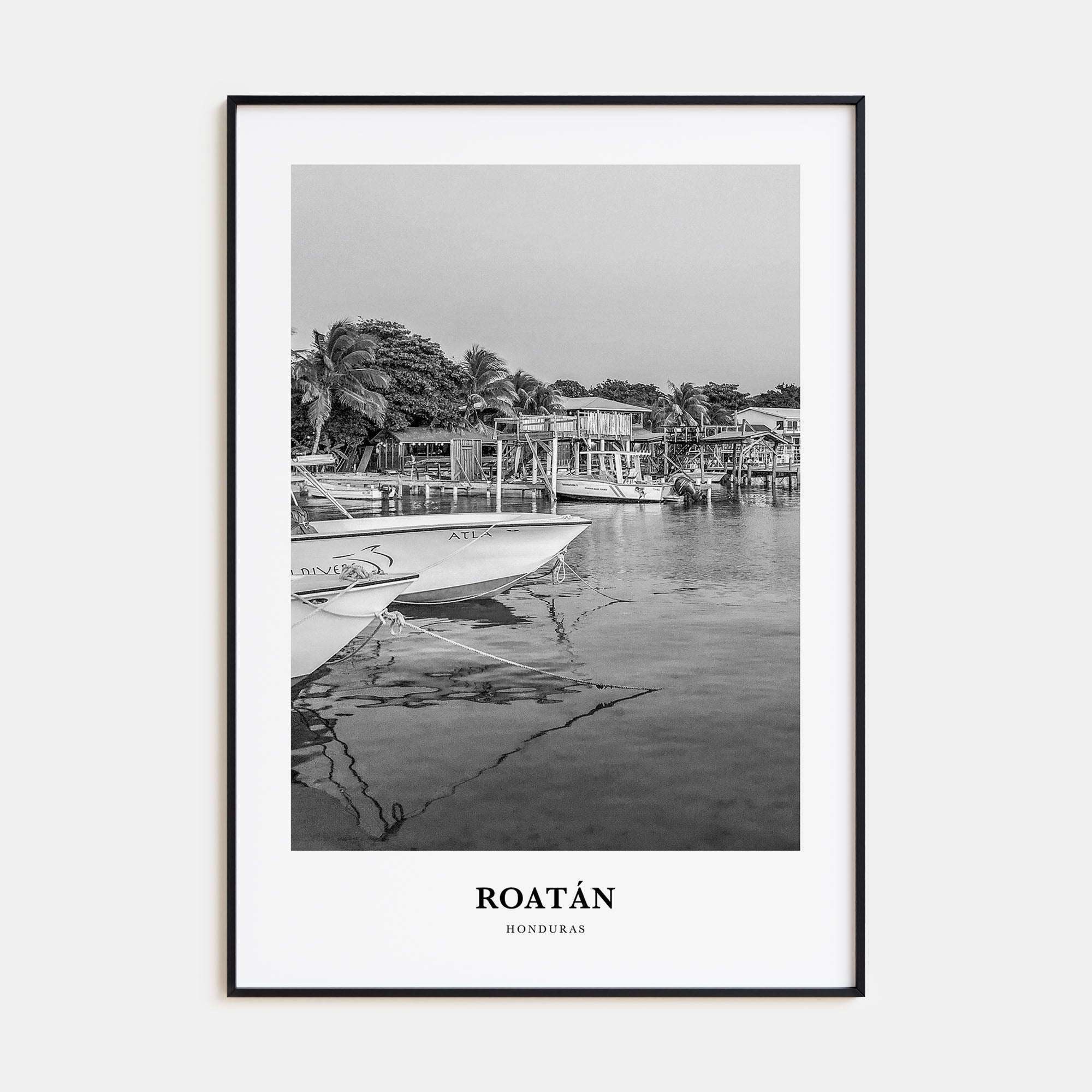 Roatán Portrait B&W Poster