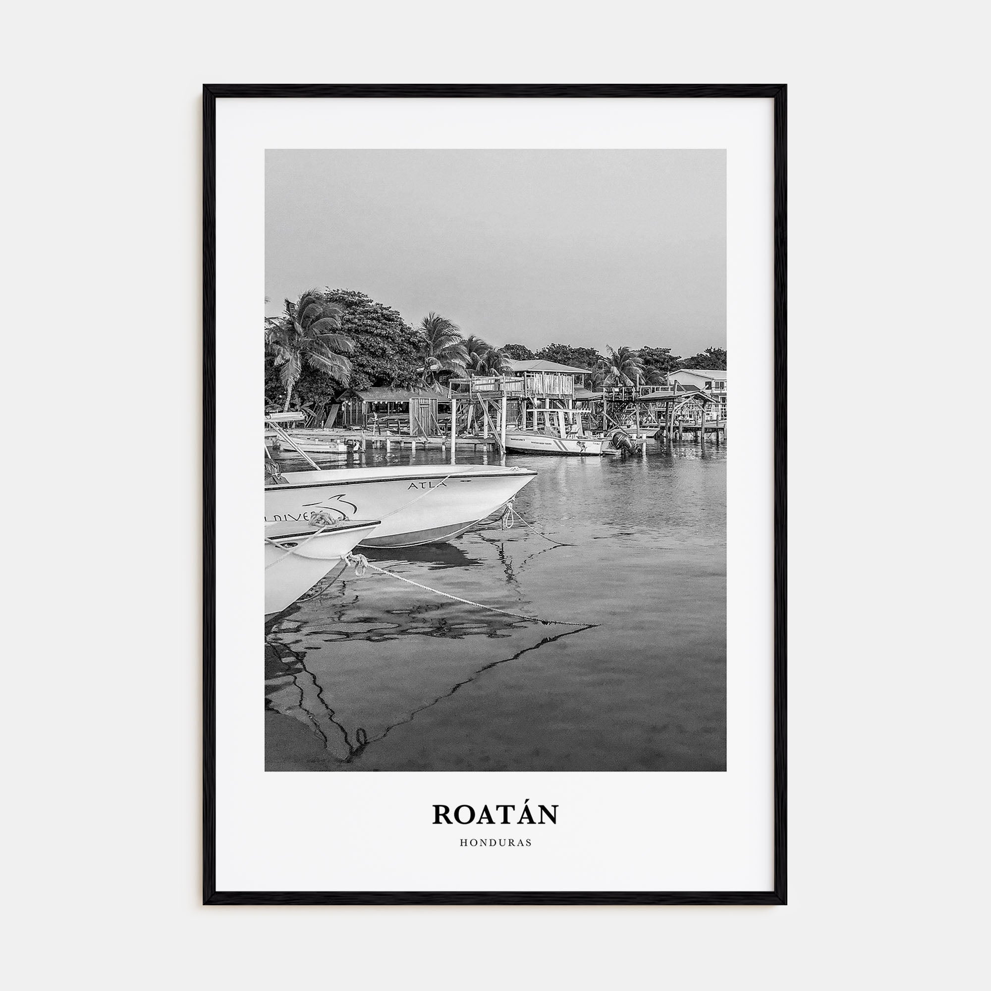 Roatán Portrait B&W Poster