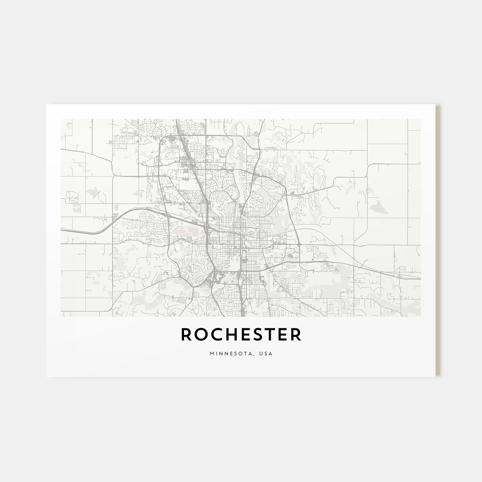 Rochester, Minnesota Map Landscape Poster