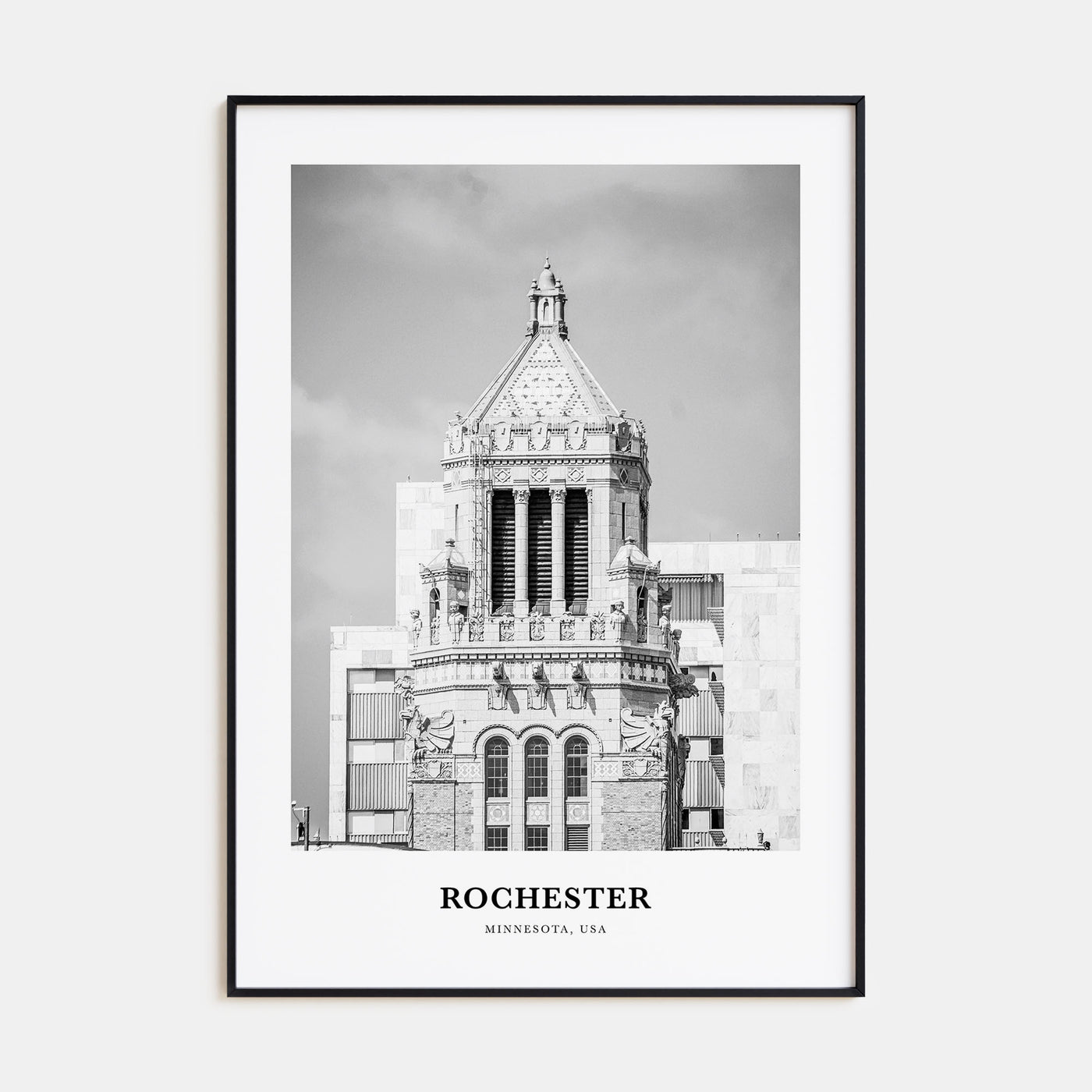 Rochester, Minnesota Portrait B&W Poster