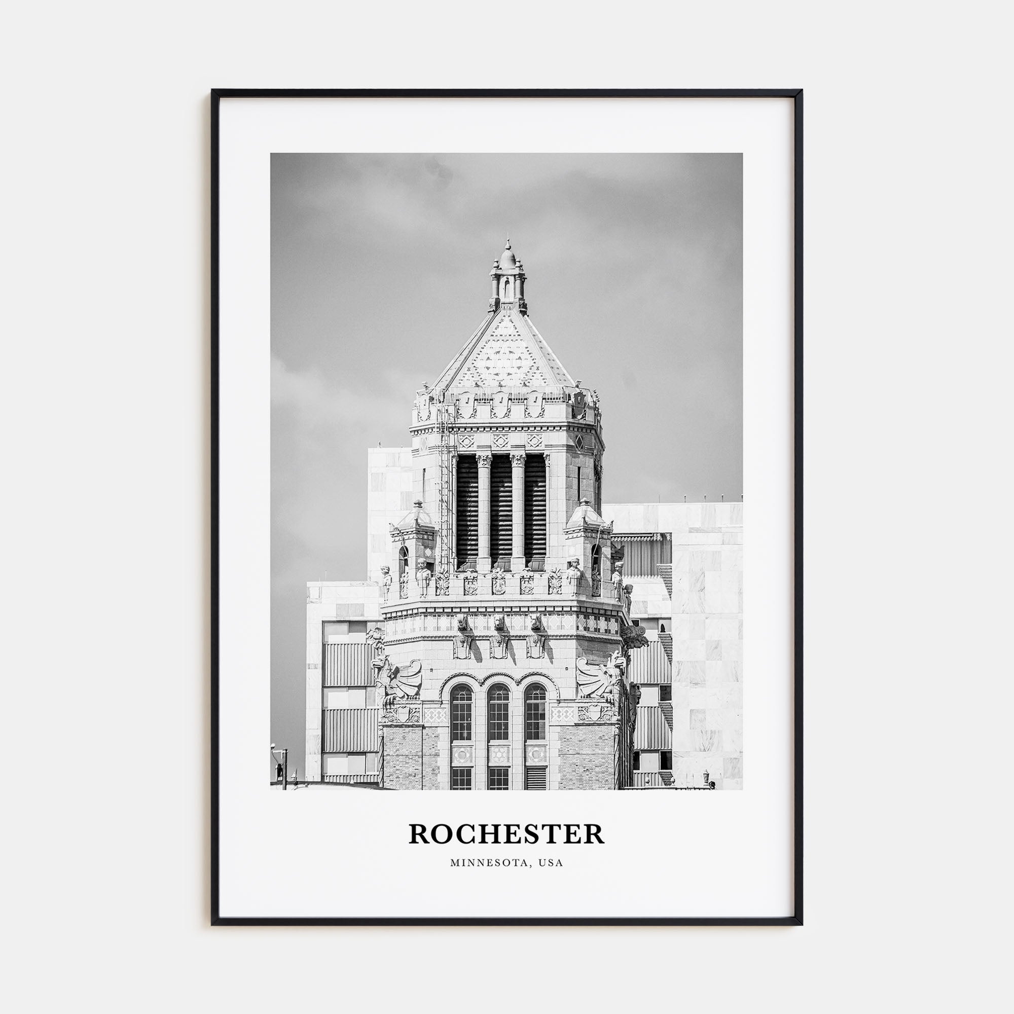 Rochester, Minnesota Portrait B&W Poster