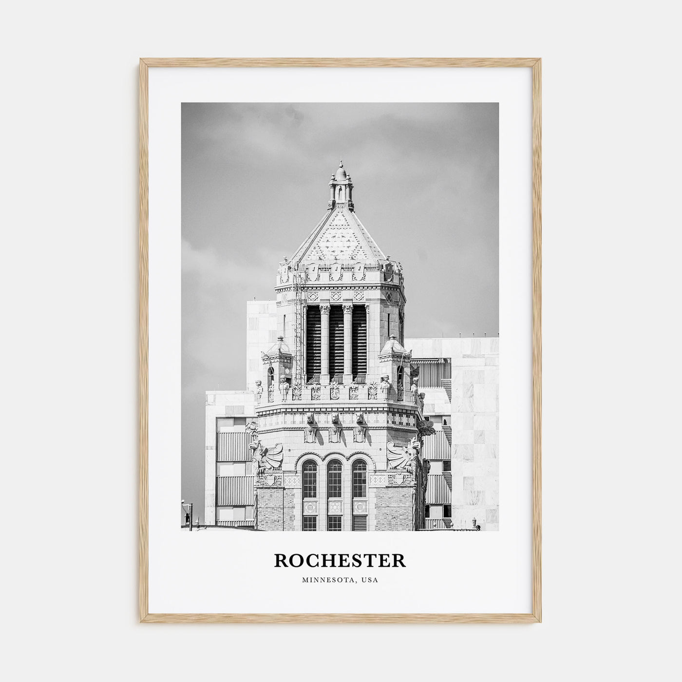 Rochester, Minnesota Portrait B&W Poster