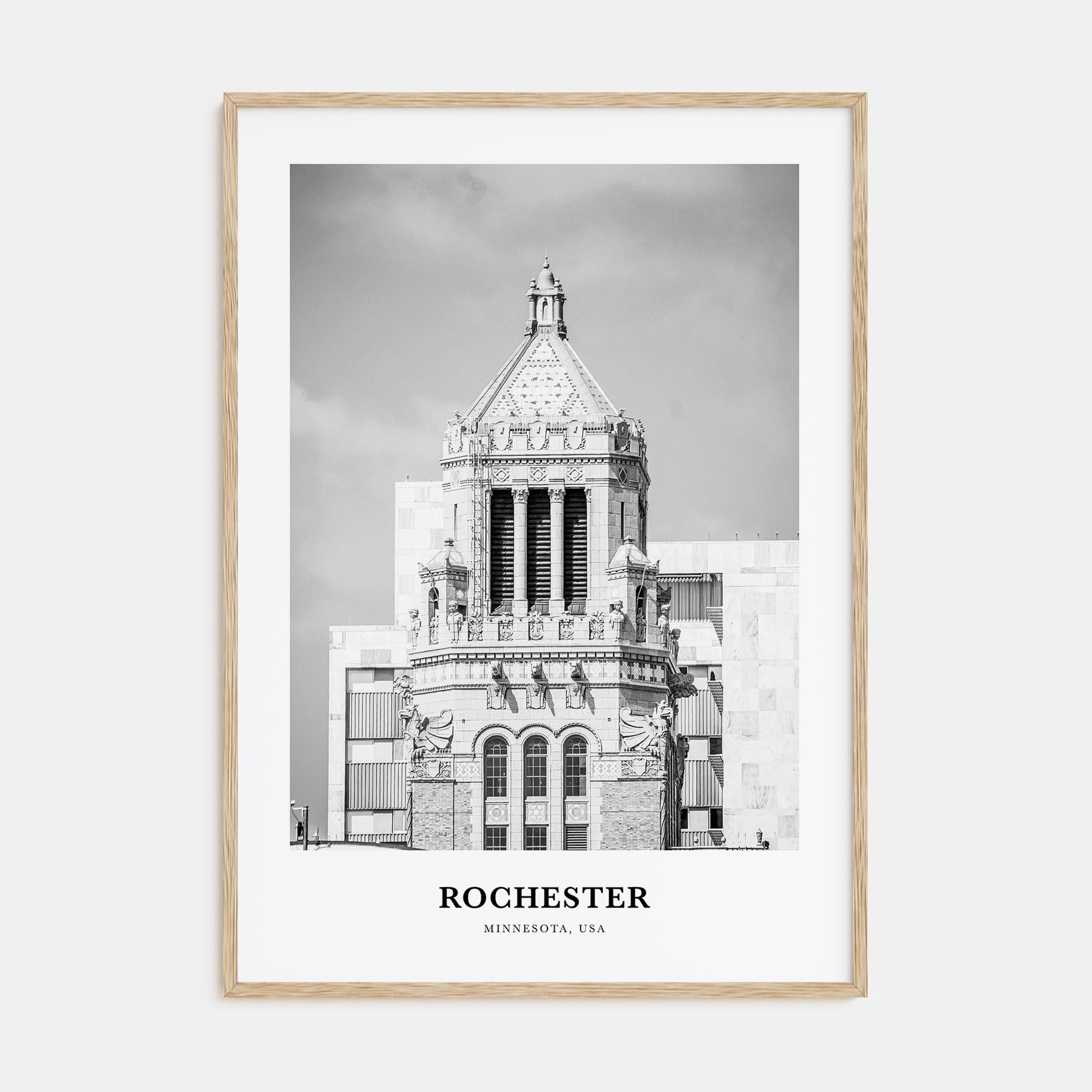 Rochester, Minnesota Portrait B&W Poster