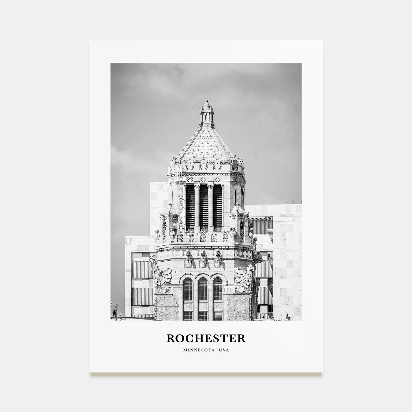 Rochester, Minnesota Portrait B&W Poster