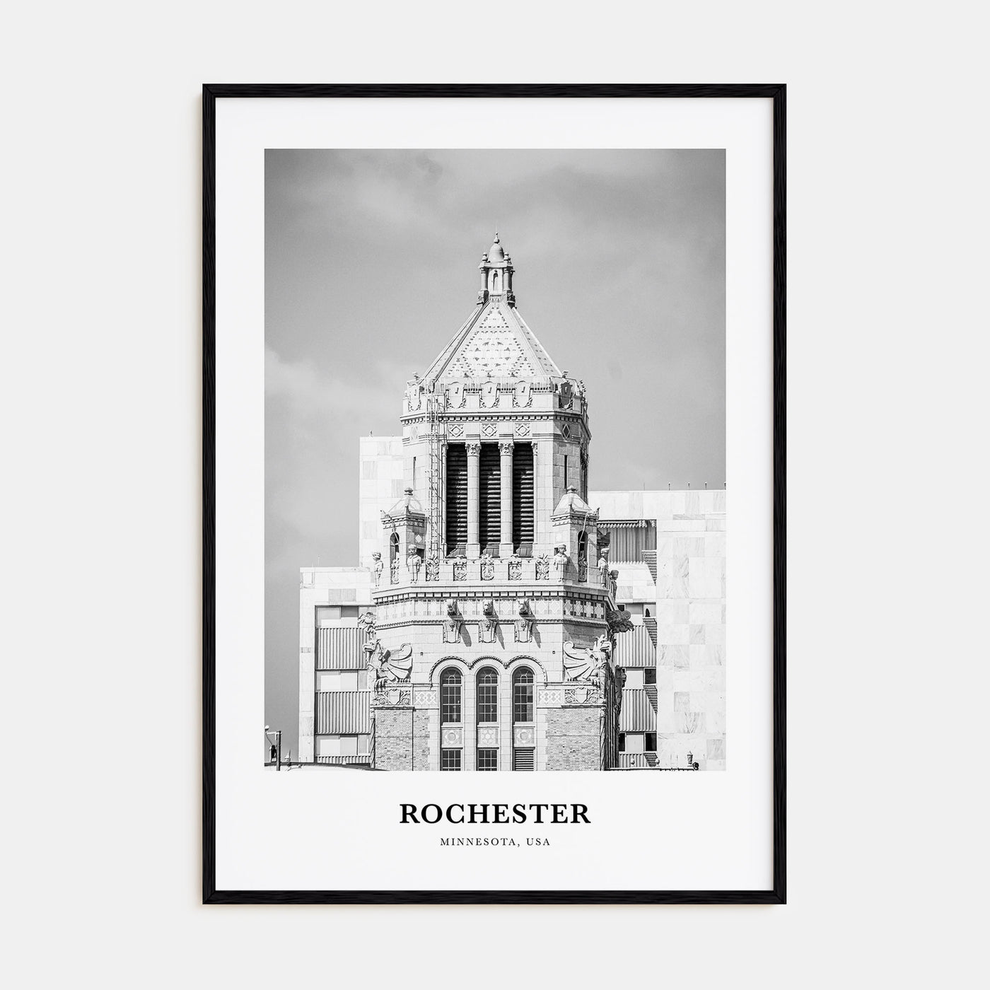Rochester, Minnesota Portrait B&W Poster