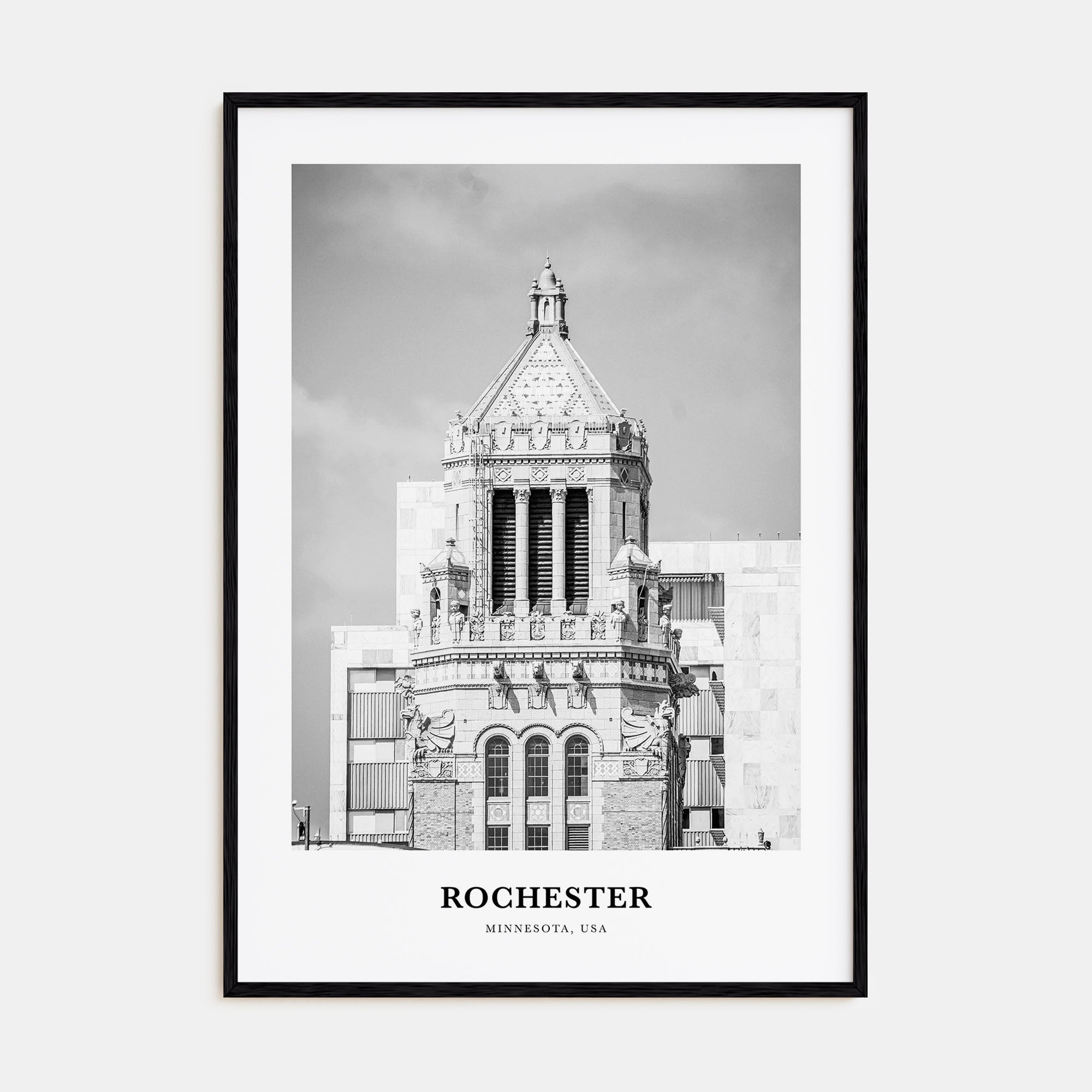 Rochester, Minnesota Portrait B&W Poster