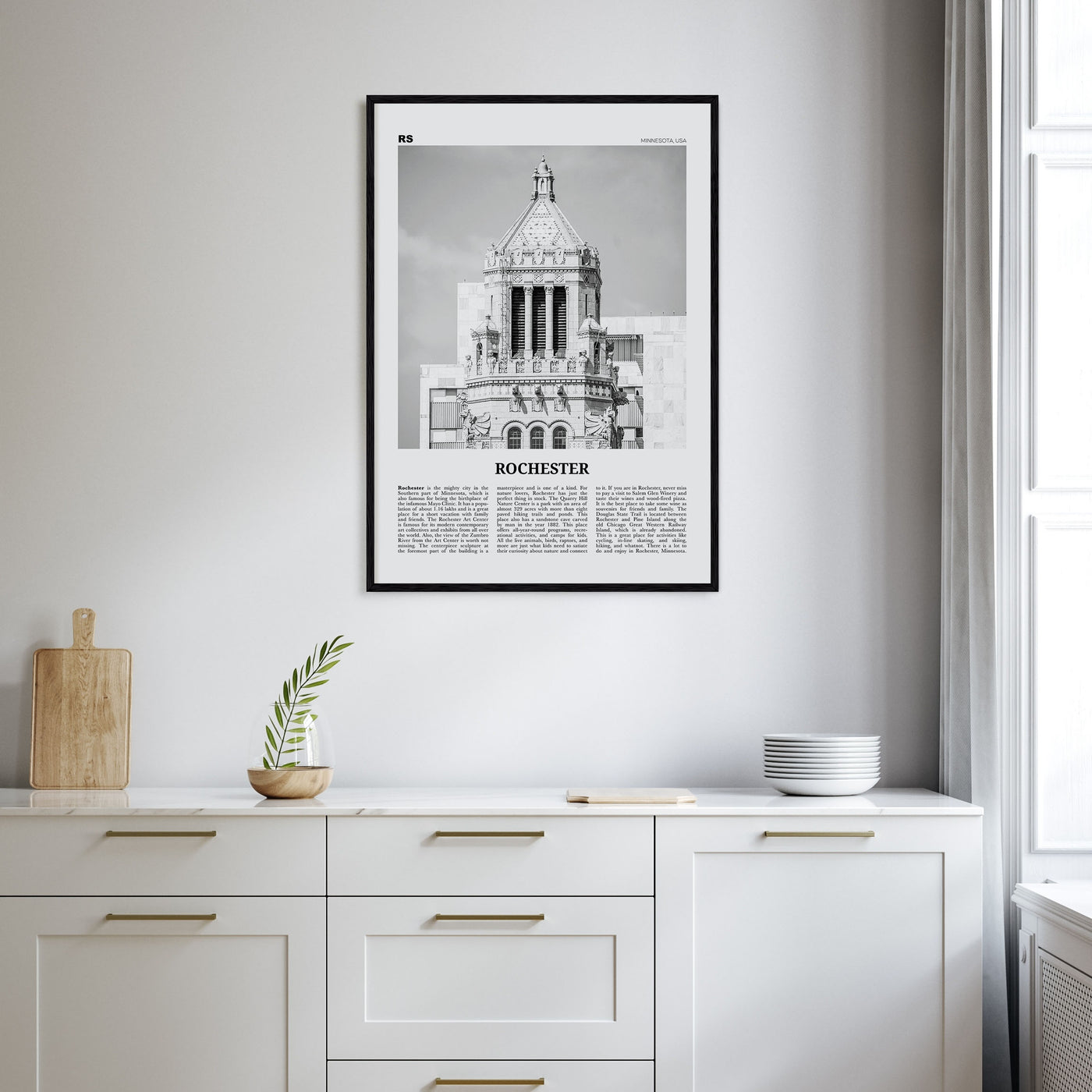 Rochester, Minnesota Travel B&W Poster