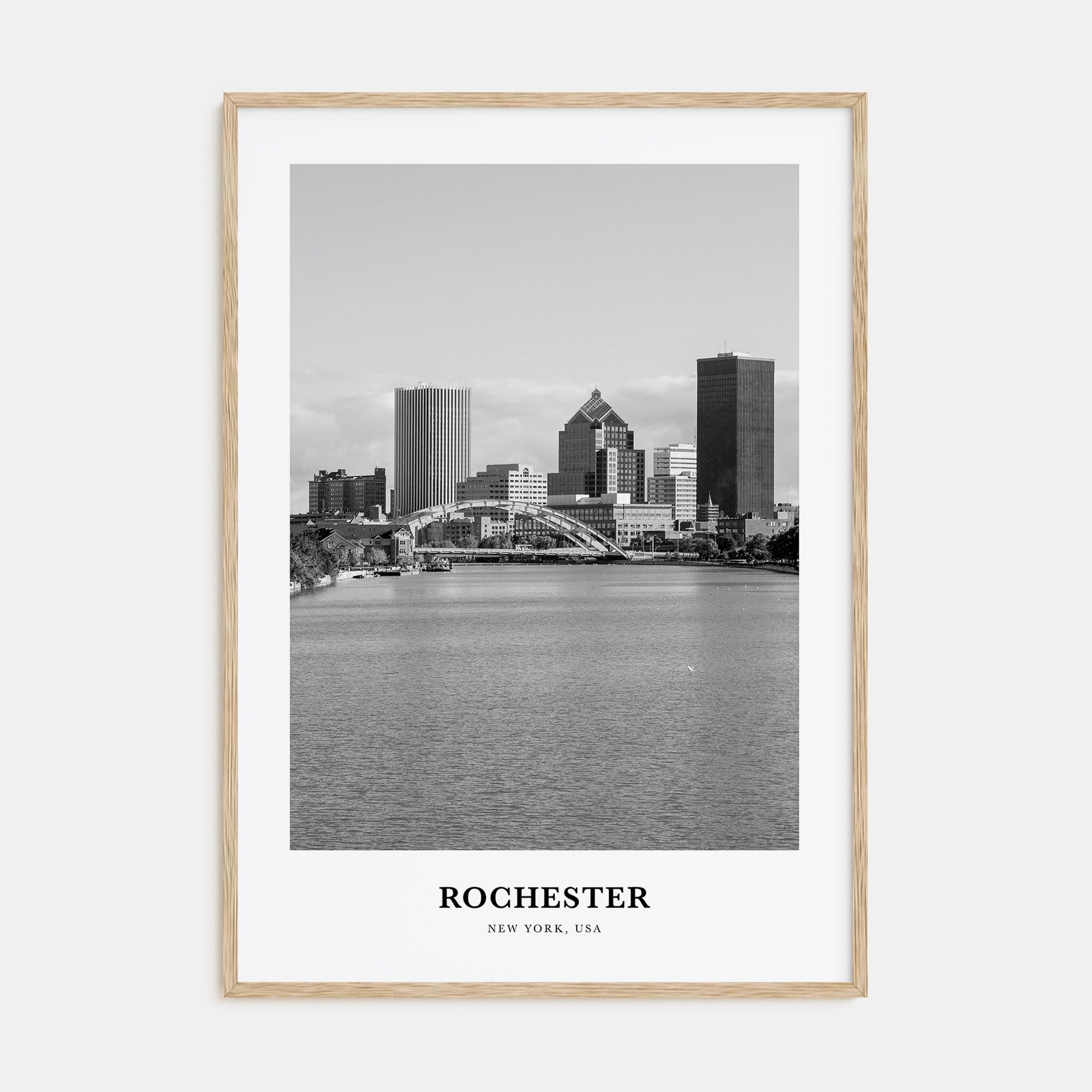 Rochester, New York Portrait B&W Poster