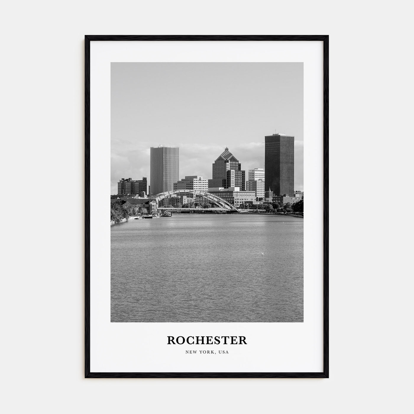 Rochester, New York Portrait B&W Poster