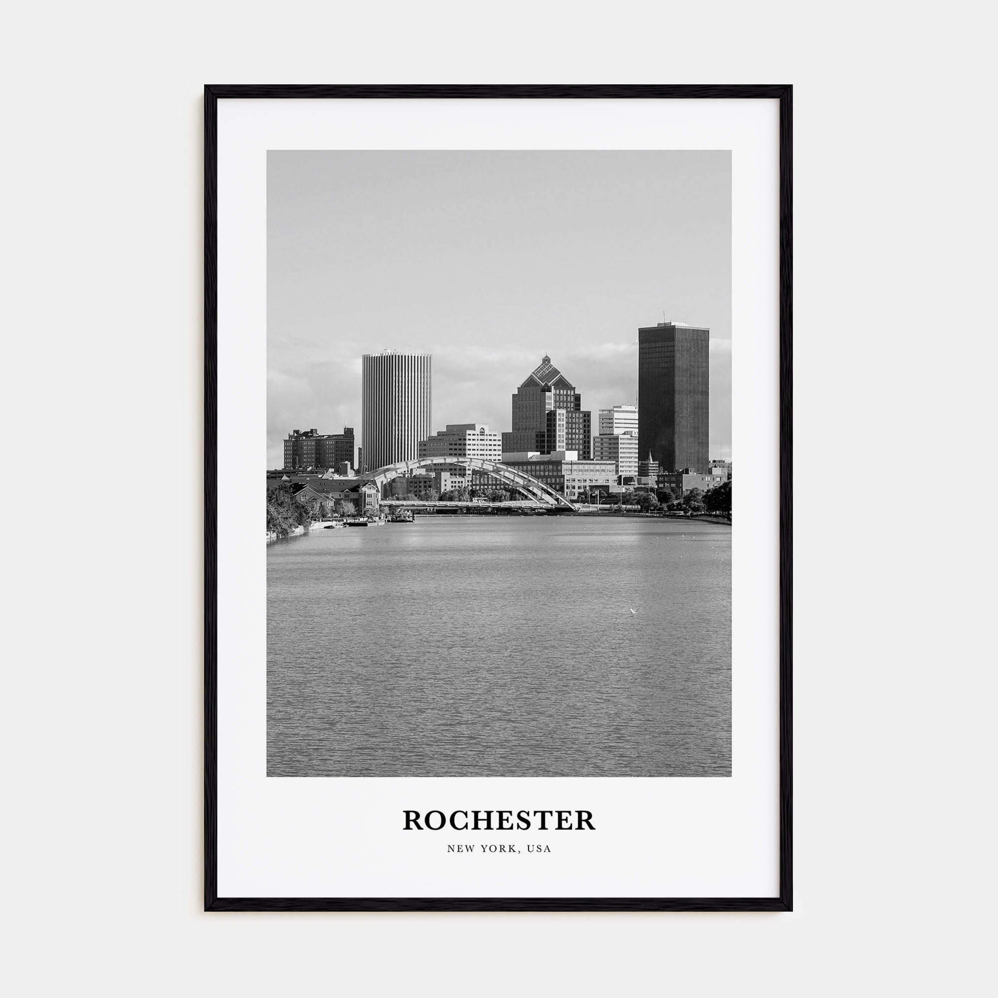 Rochester, New York Portrait B&W Poster