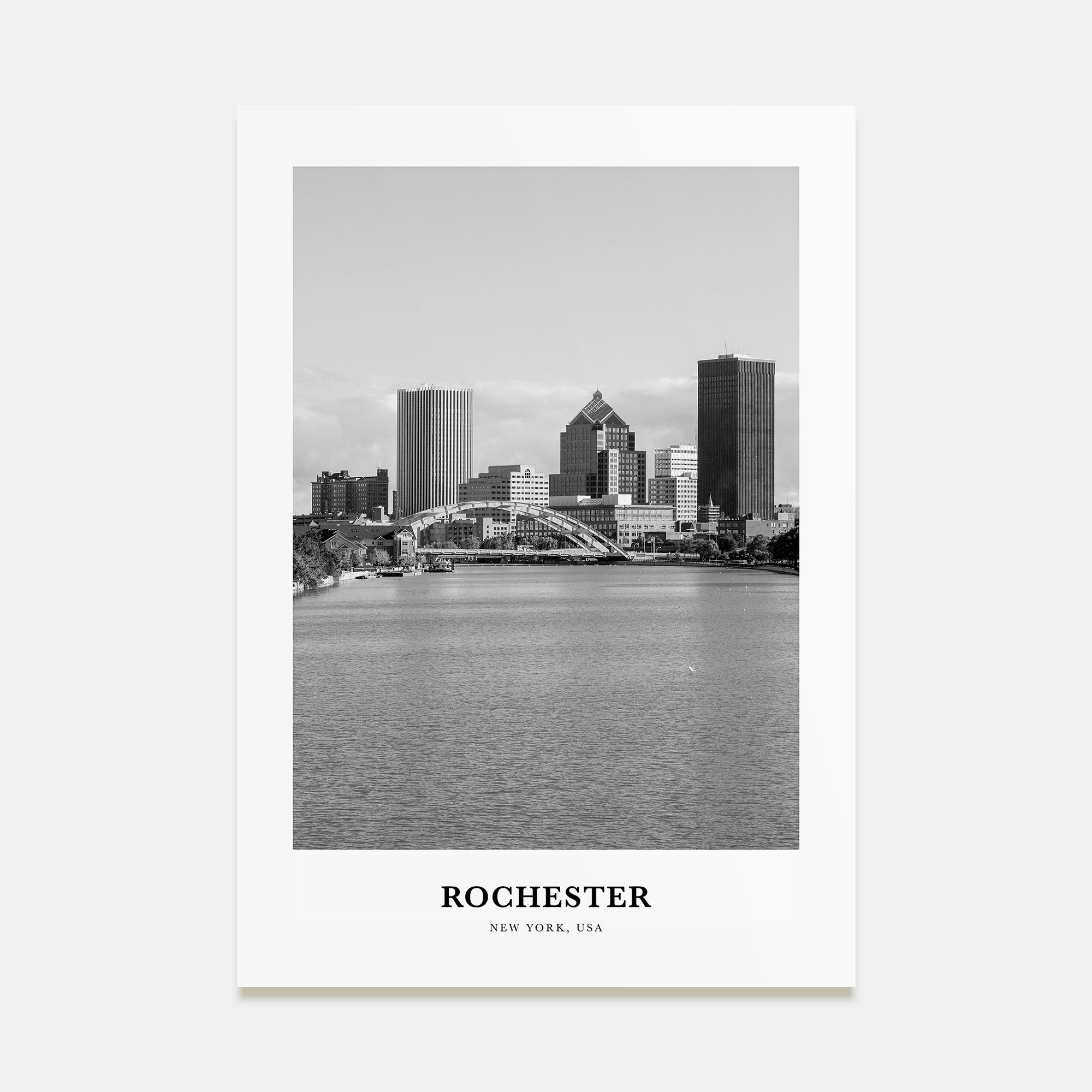 Rochester, New York Portrait B&W Poster