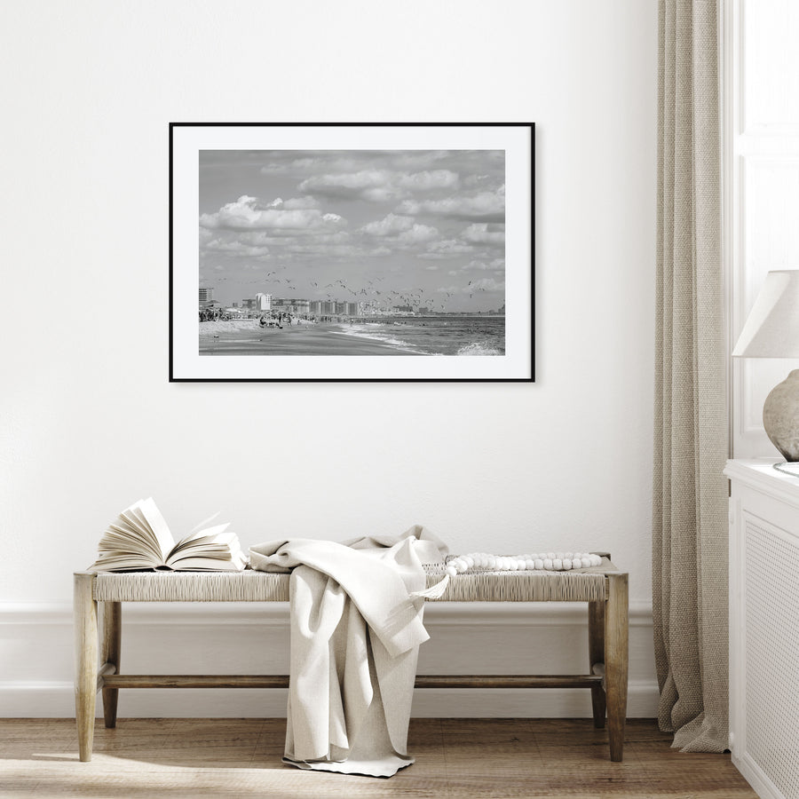 Rockaway Beach Landscape B&W Poster