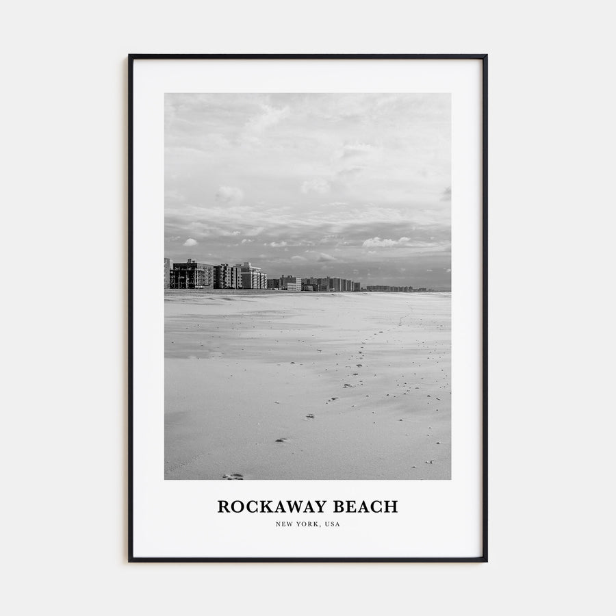 Rockaway Beach Portrait B&W Poster