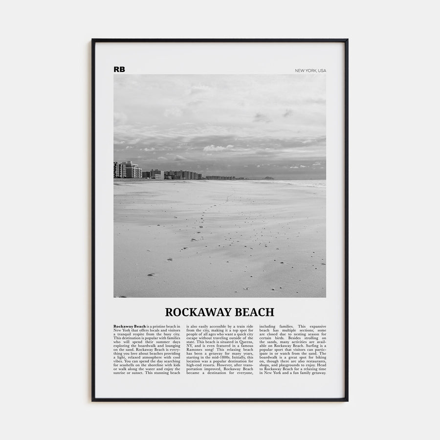 Rockaway Beach Travel B&W Poster