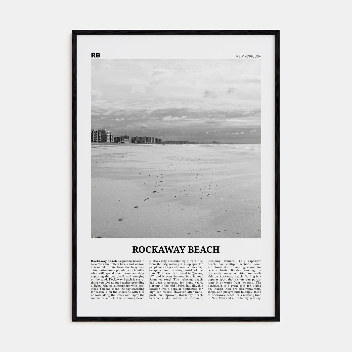 Rockaway Beach Travel B&W Poster