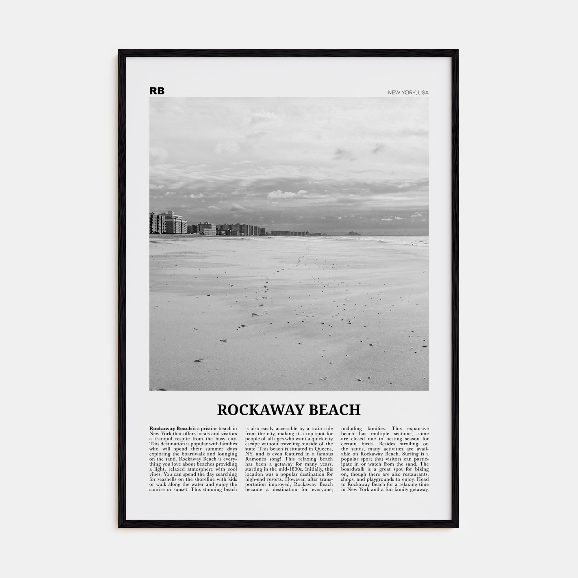 Rockaway Beach Travel B&W Poster