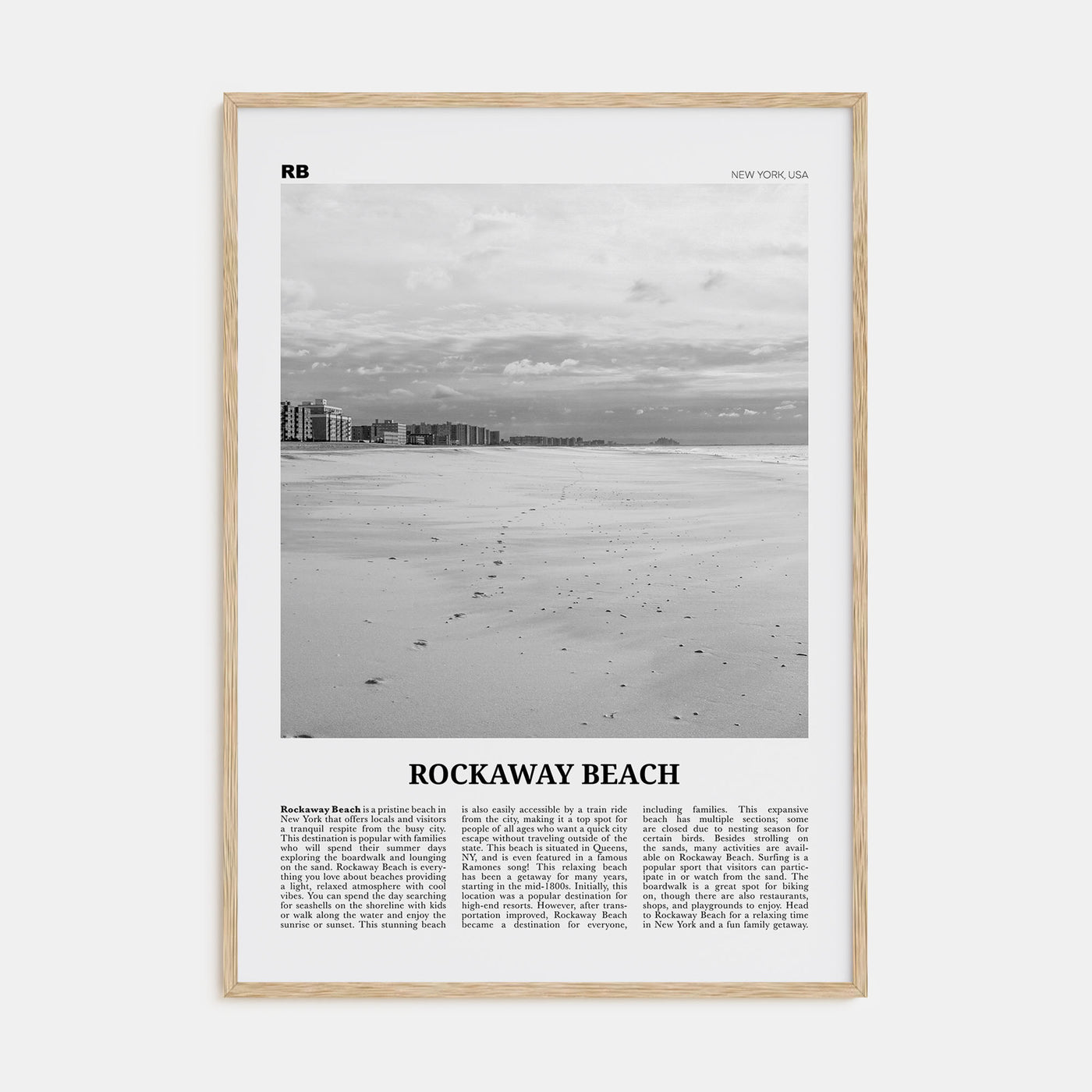 Rockaway Beach Travel B&W Poster