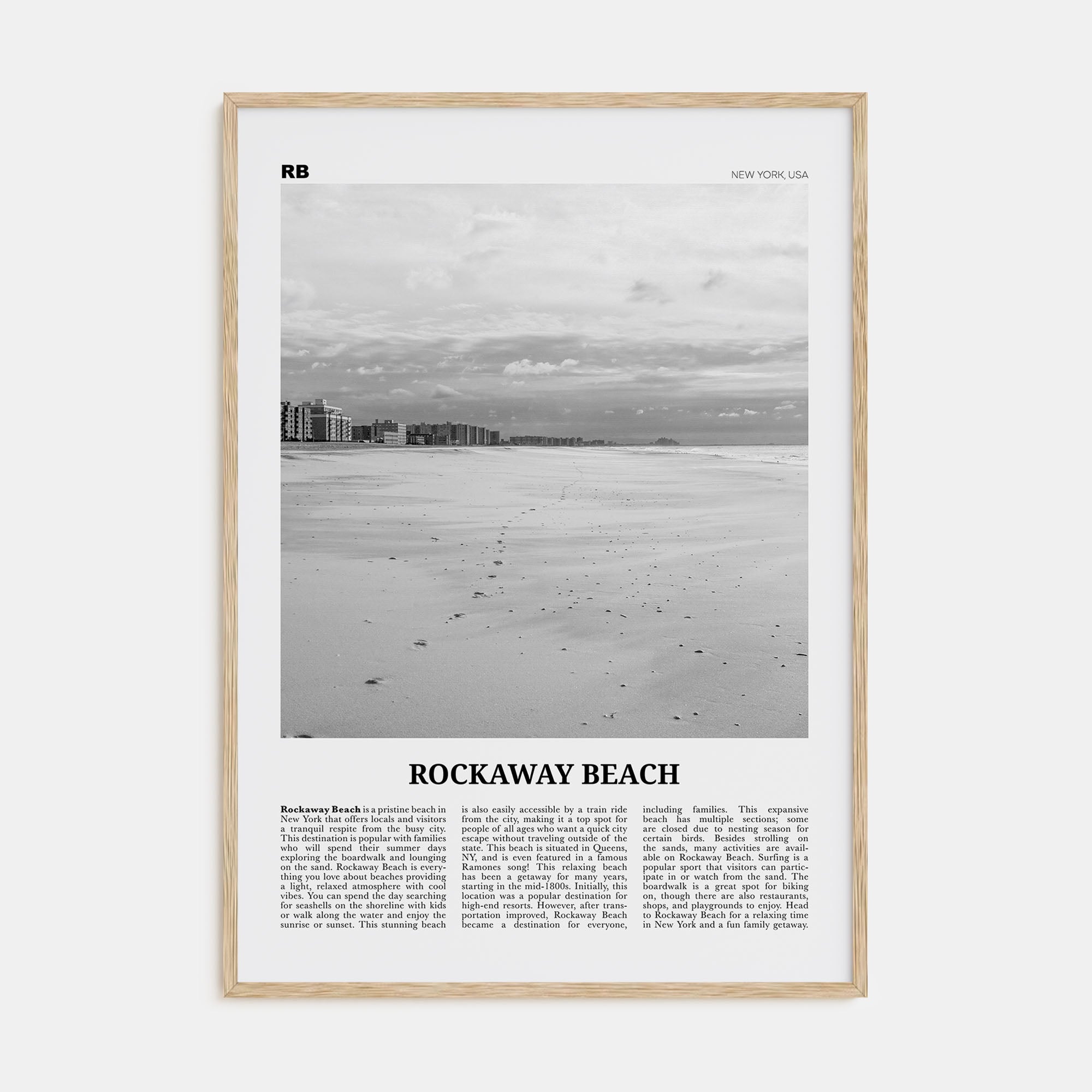Rockaway Beach Travel B&W Poster