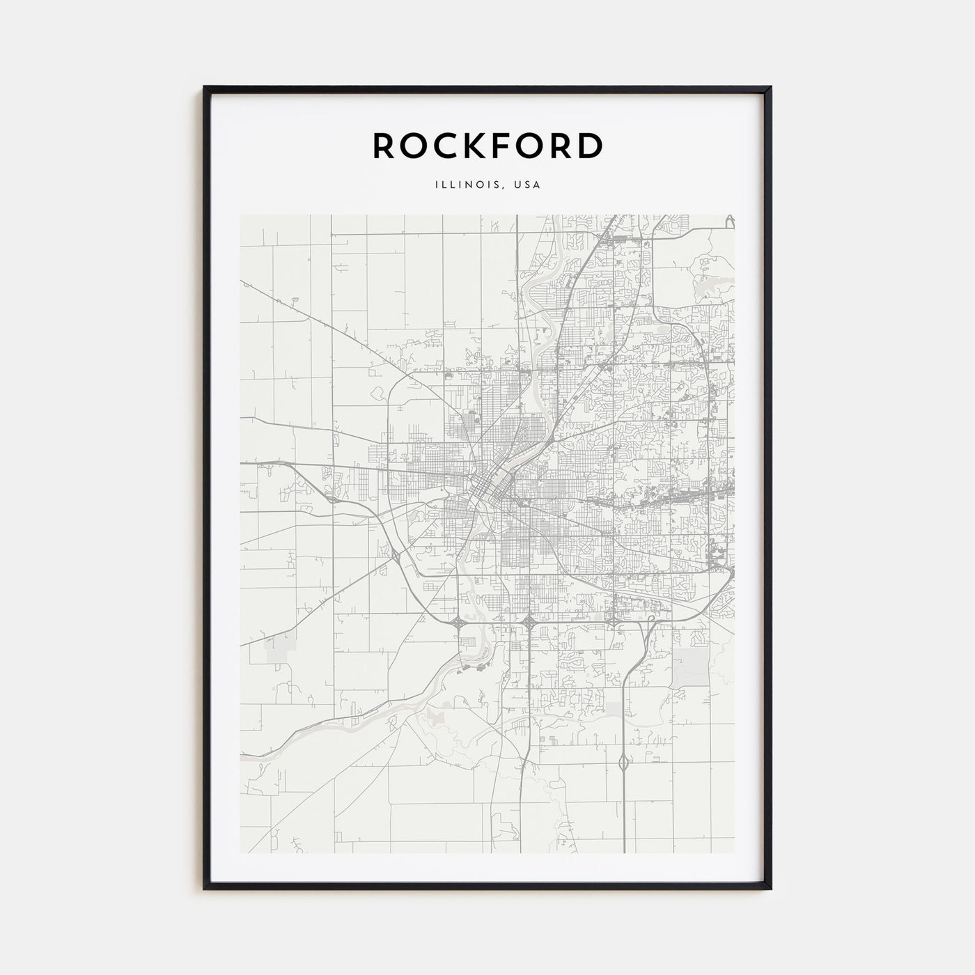 Rockford Map Portrait Poster