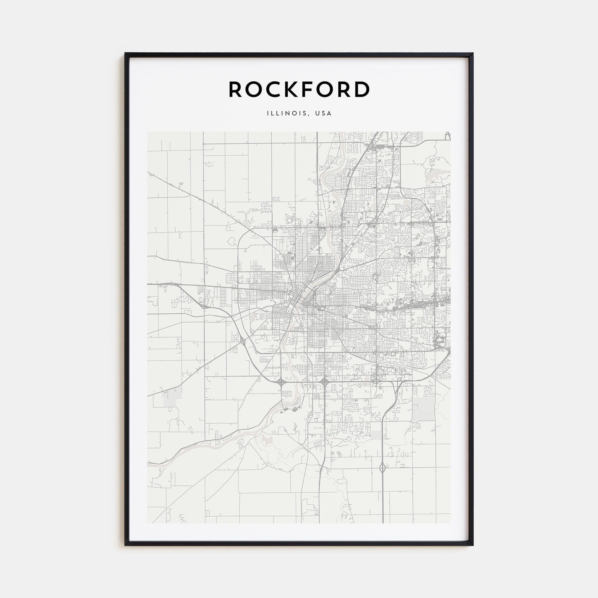 Rockford Map Portrait Poster