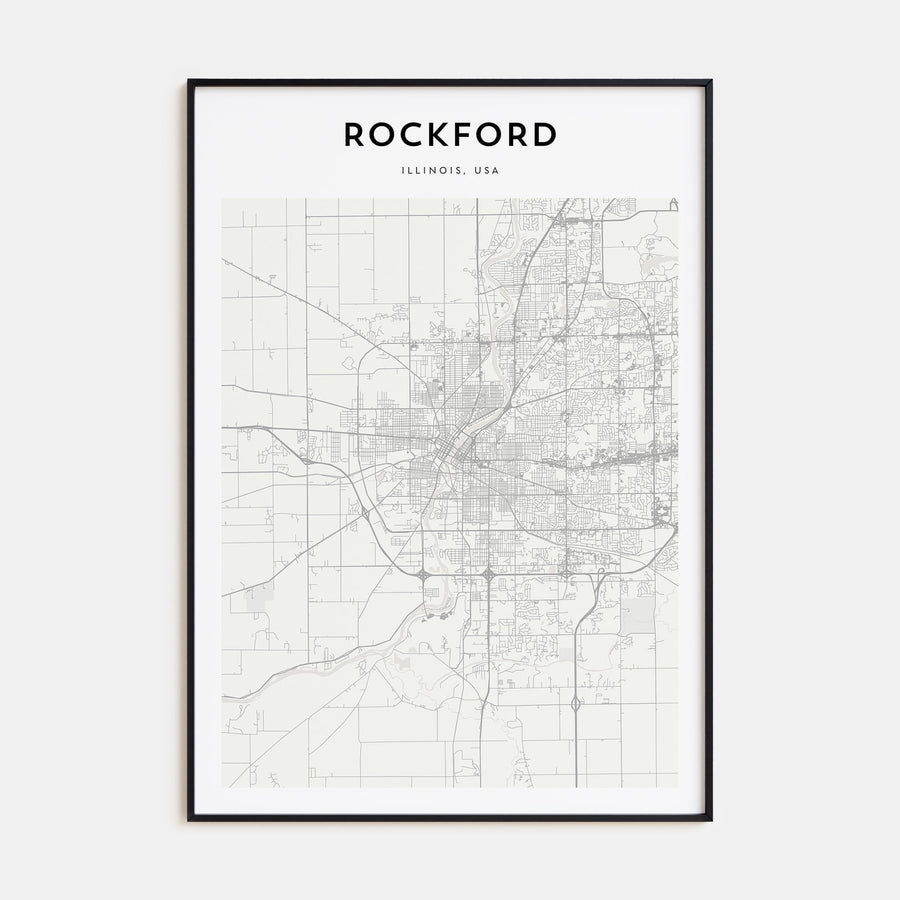 Rockford Map Portrait Poster