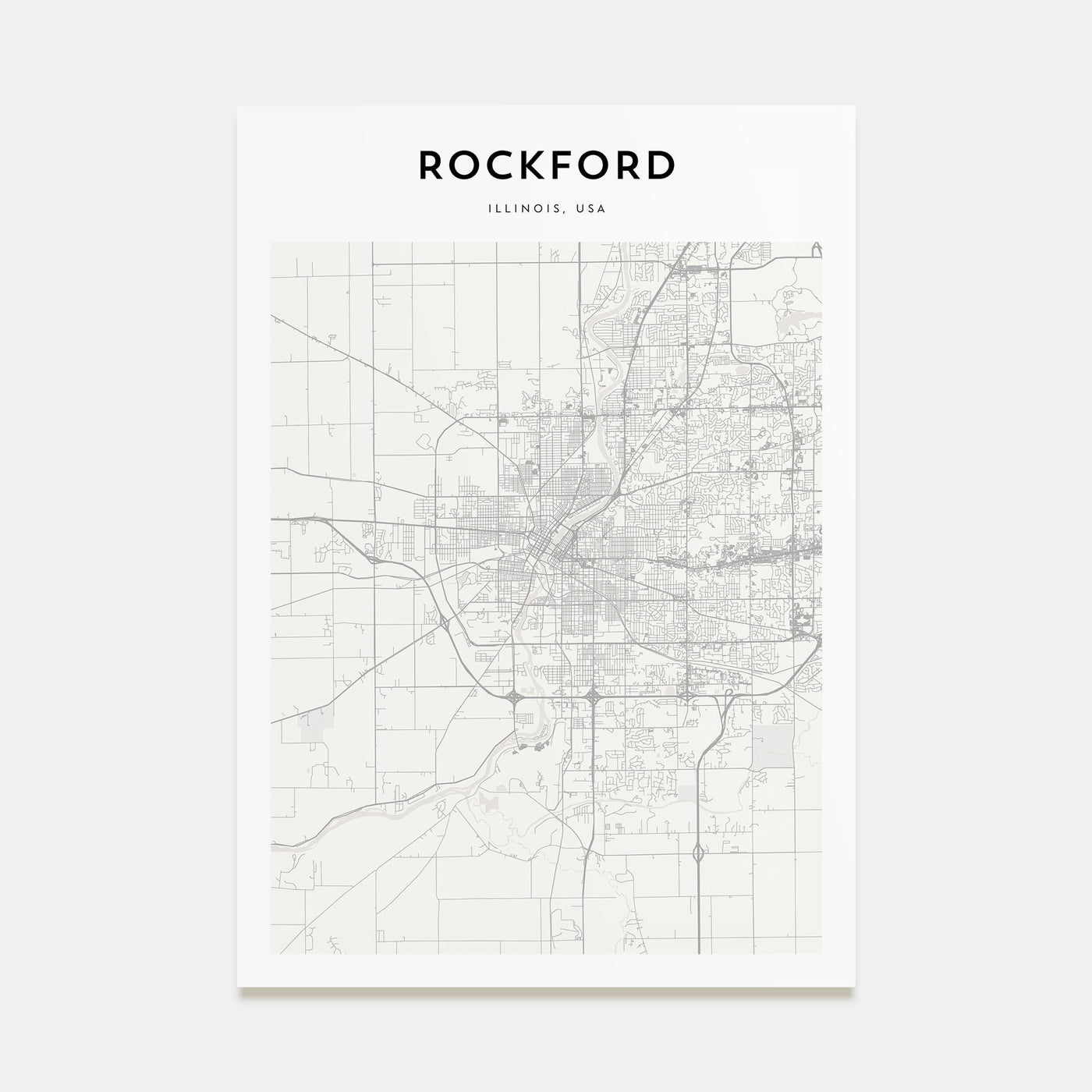 Rockford Map Portrait Poster