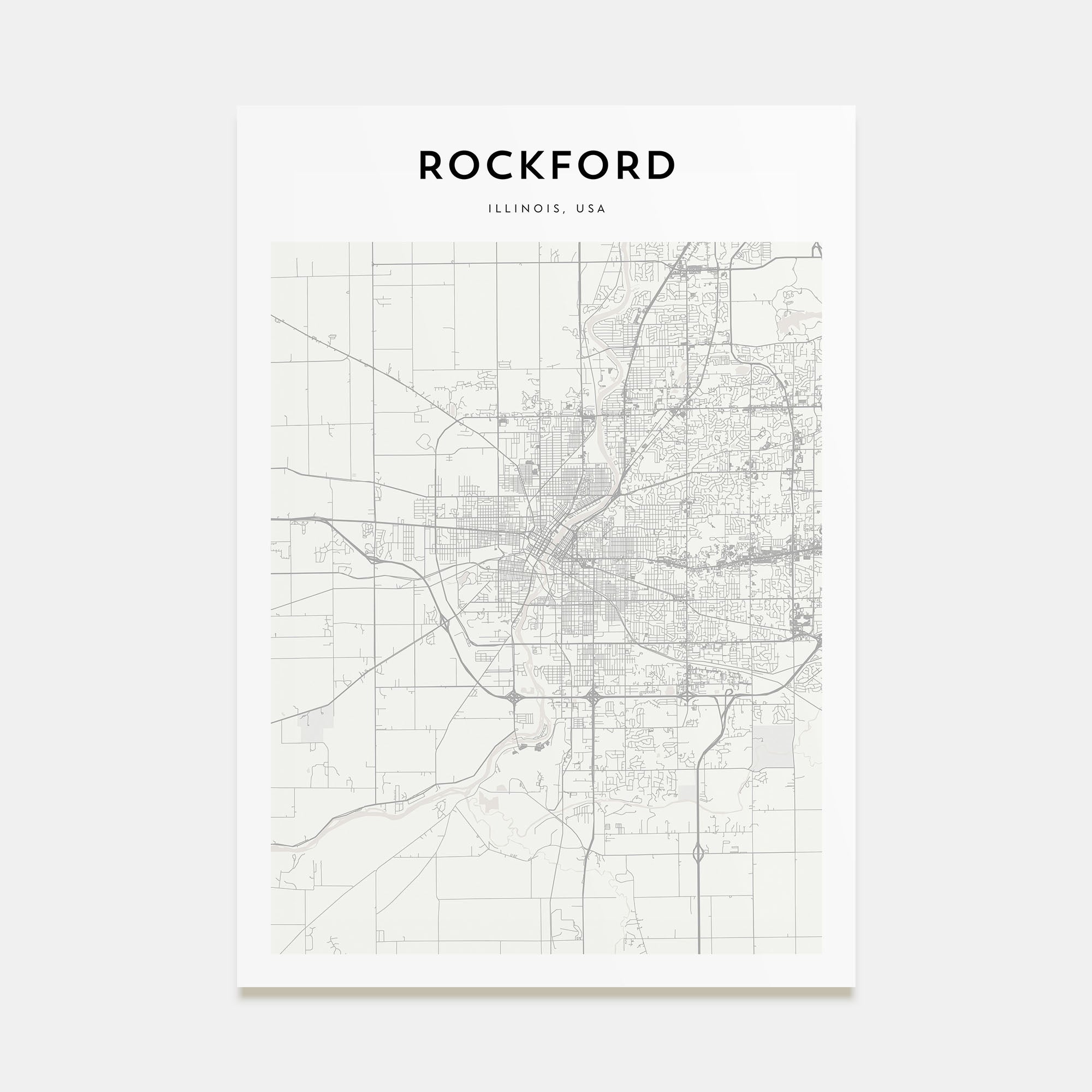 Rockford Map Portrait Poster